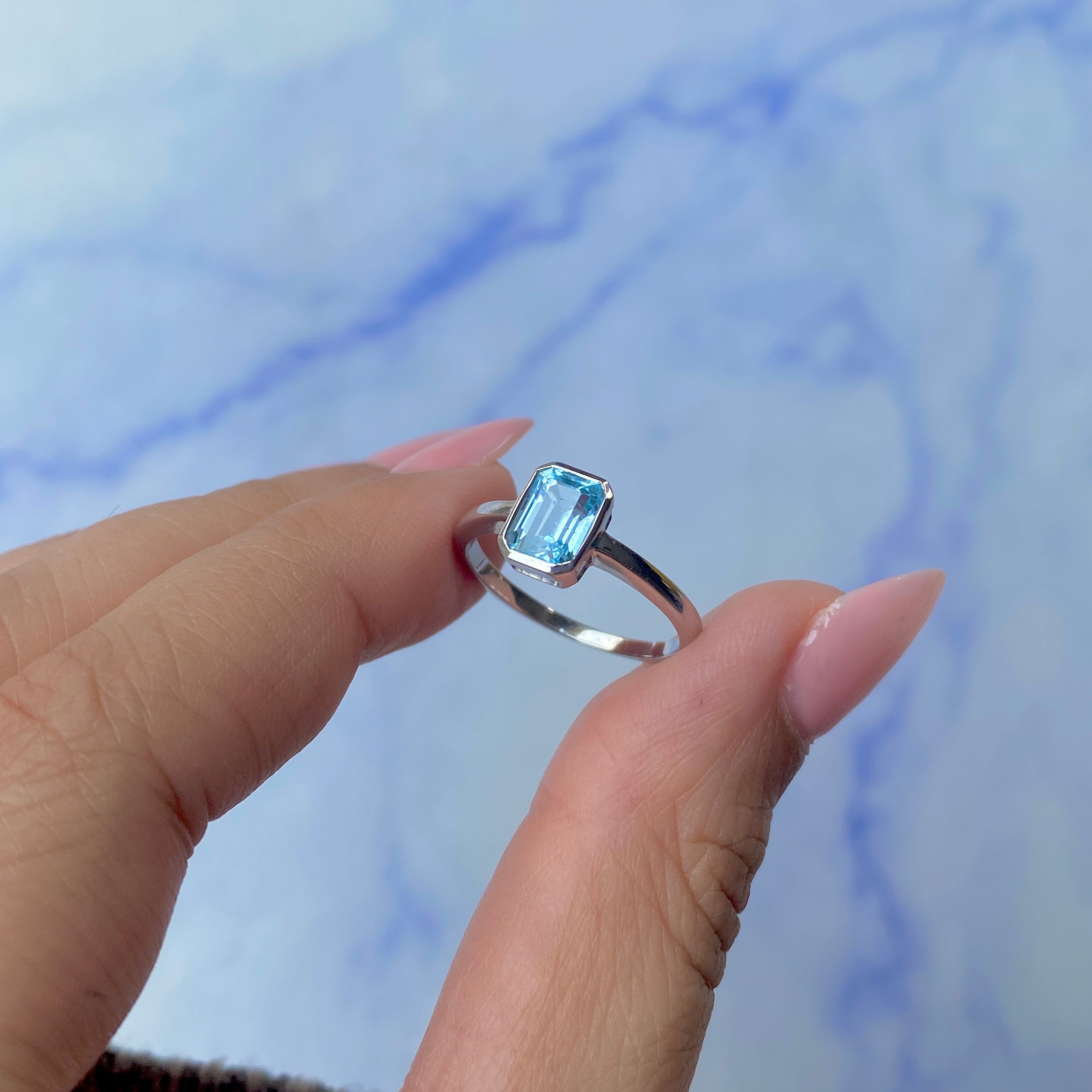 Blue Topaz Ring-(BTZ-SR-2765.)