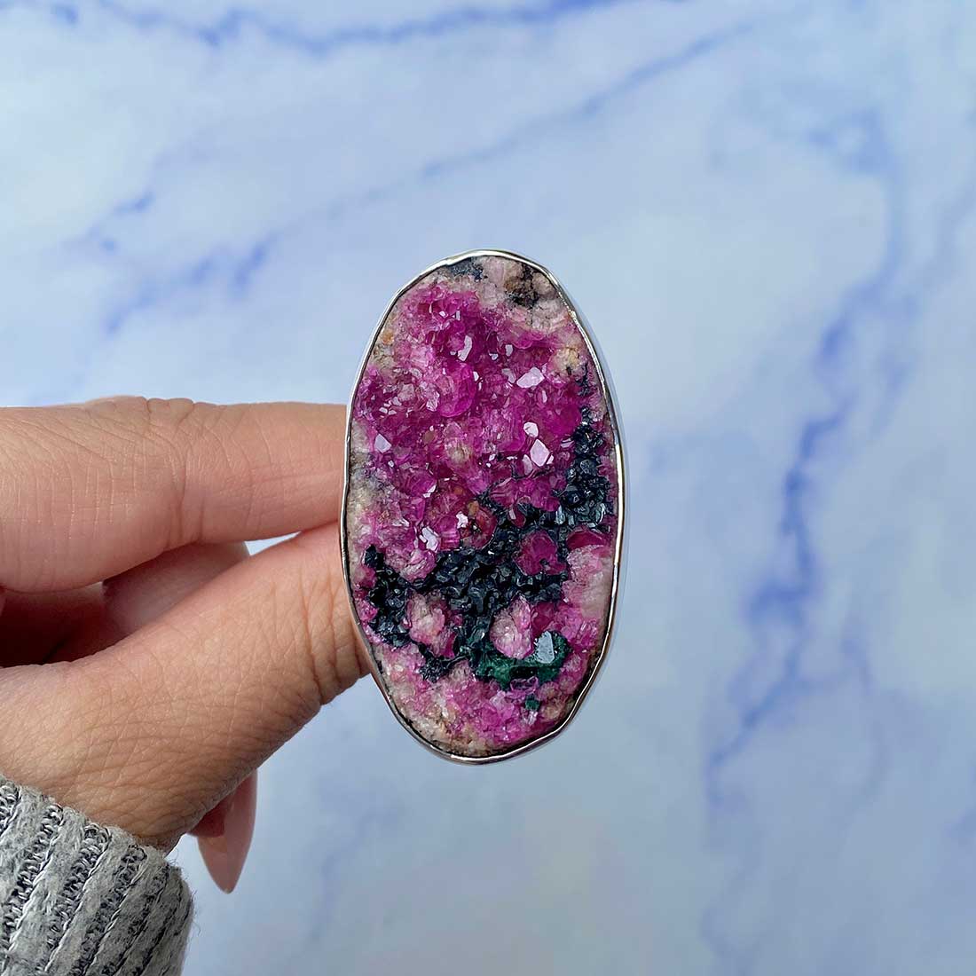 Cobalt Calcite Adjustable Ring-(CBC-R-36.)