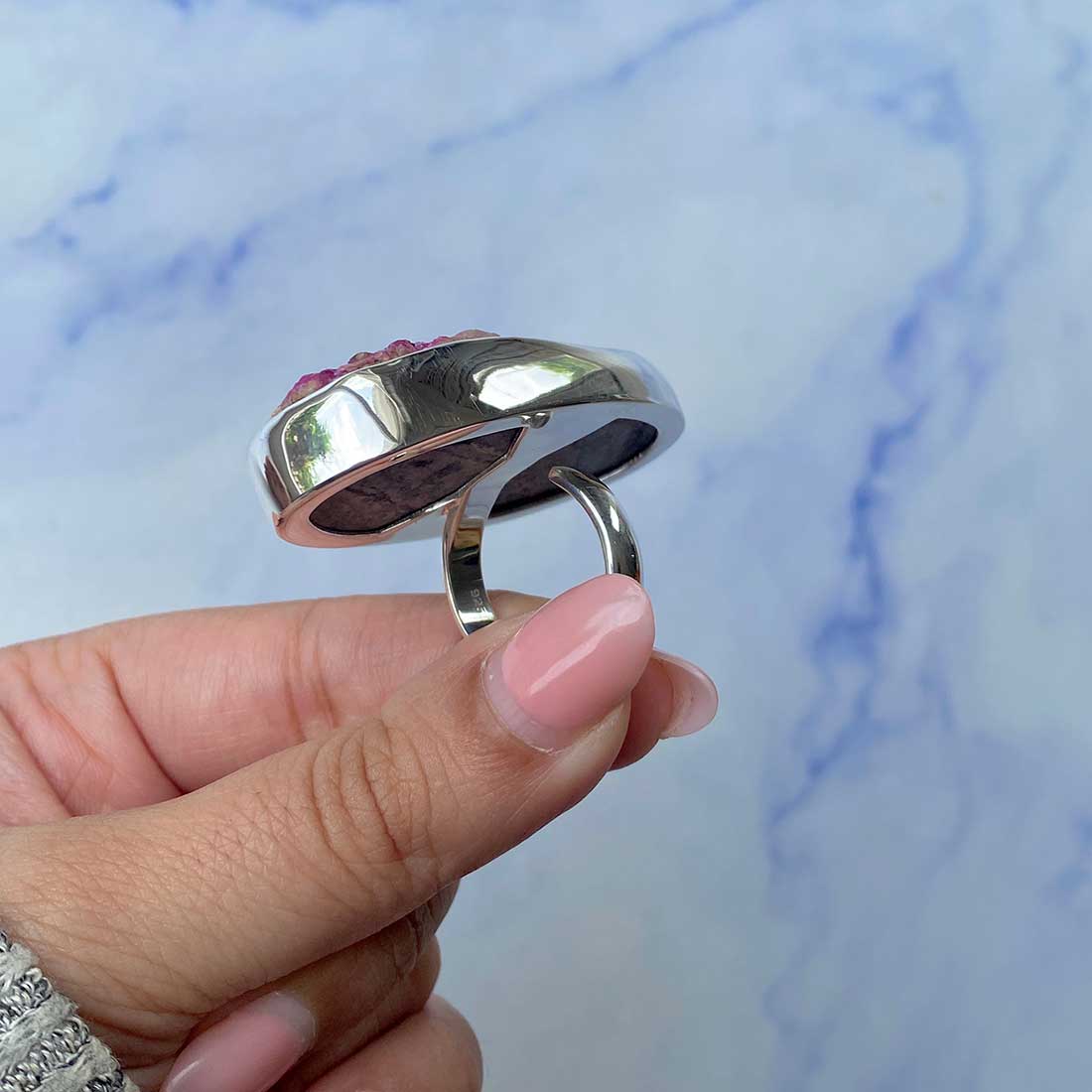 Cobalt Calcite Adjustable Ring-(CBC-R-36.)