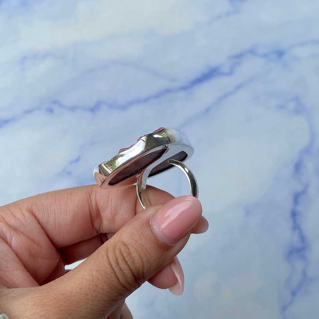 Cobalt Calcite Adjustable Ring-(CBC-R-37.)