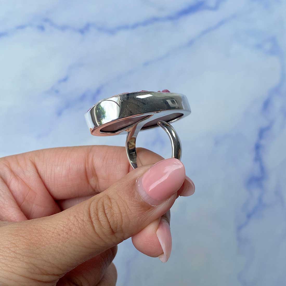 Cobalt Calcite Adjustable Ring-(CBC-R-38.)