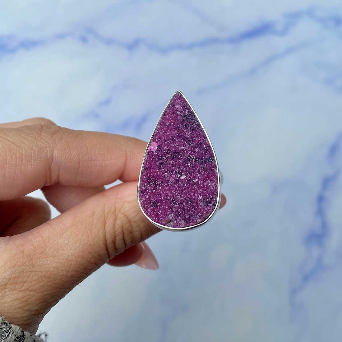 Cobalt Calcite Adjustable Ring-(CBC-R-39.)