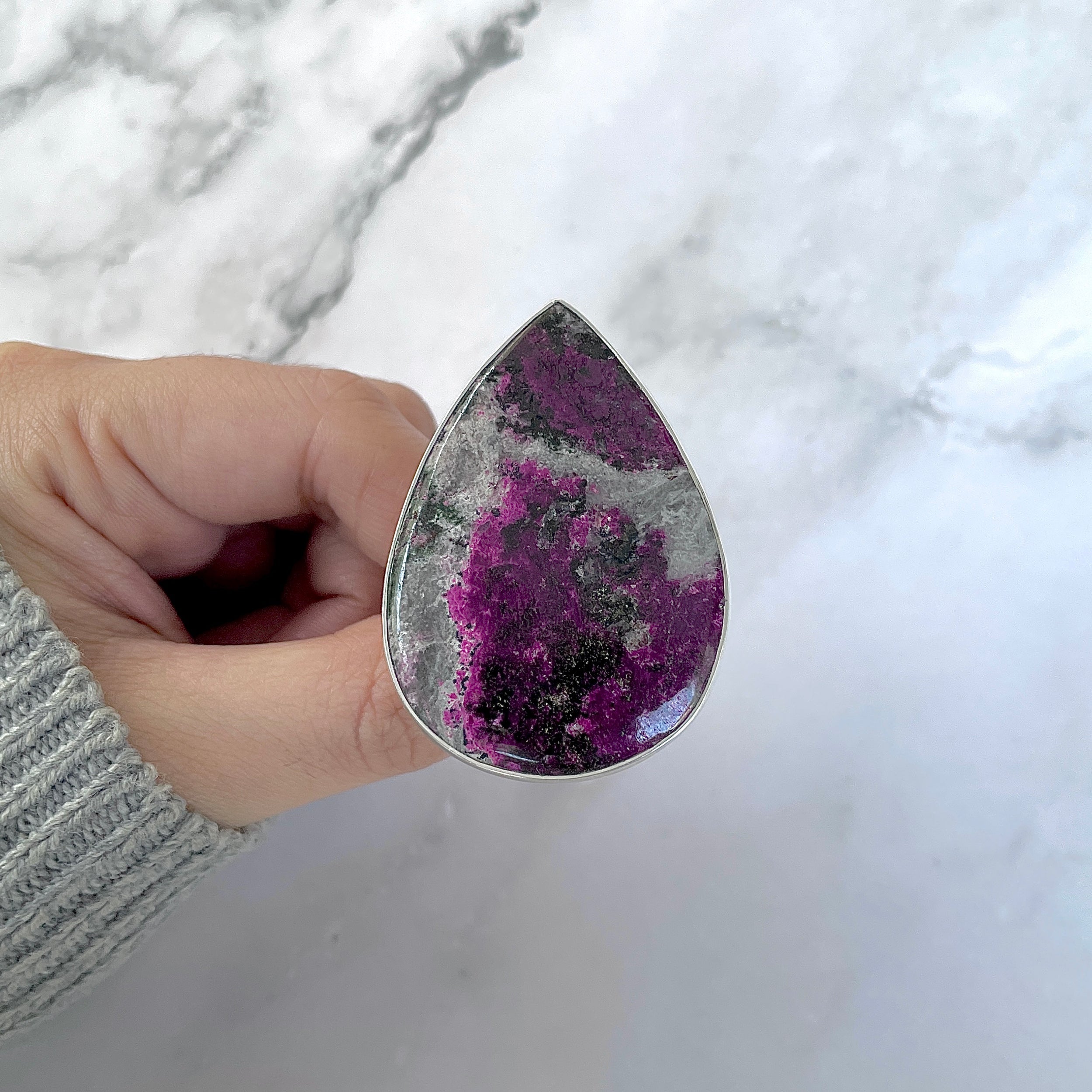 Cobalt Calcite Adjustable Ring-(CBC-R-40.)