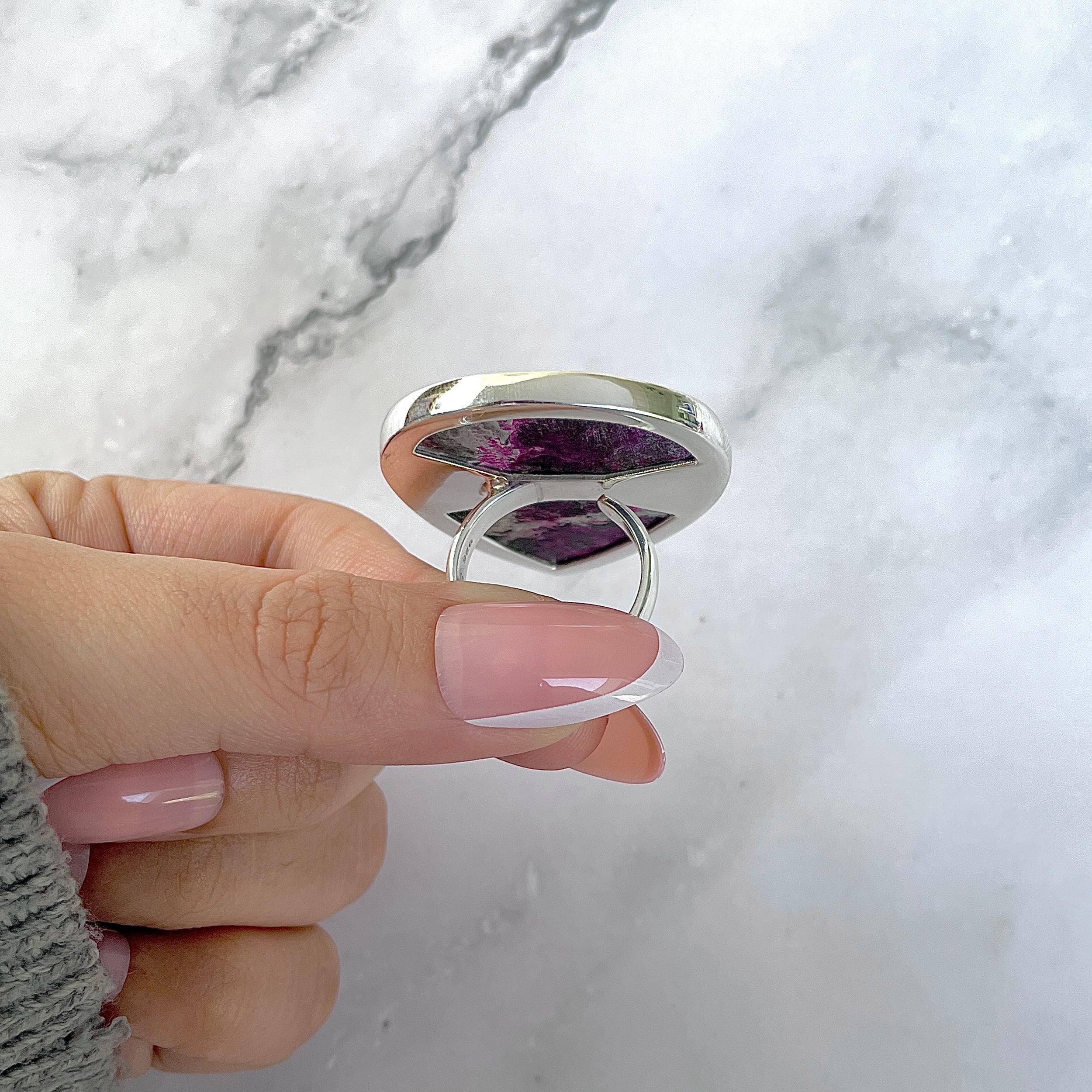 Cobalt Calcite Adjustable Ring-(CBC-R-40.)