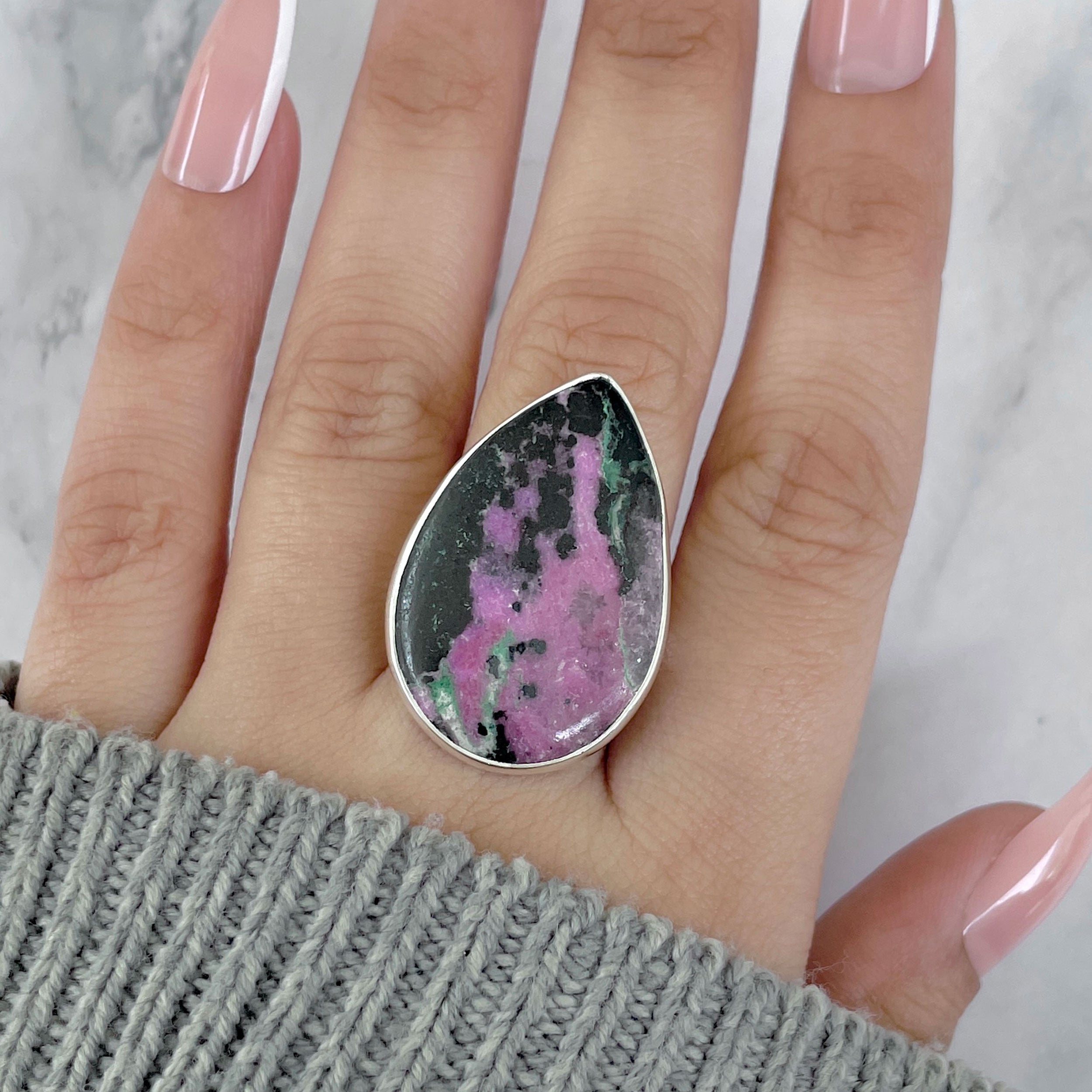 Cobalt Calcite Adjustable Ring-(CBC-R-41.)