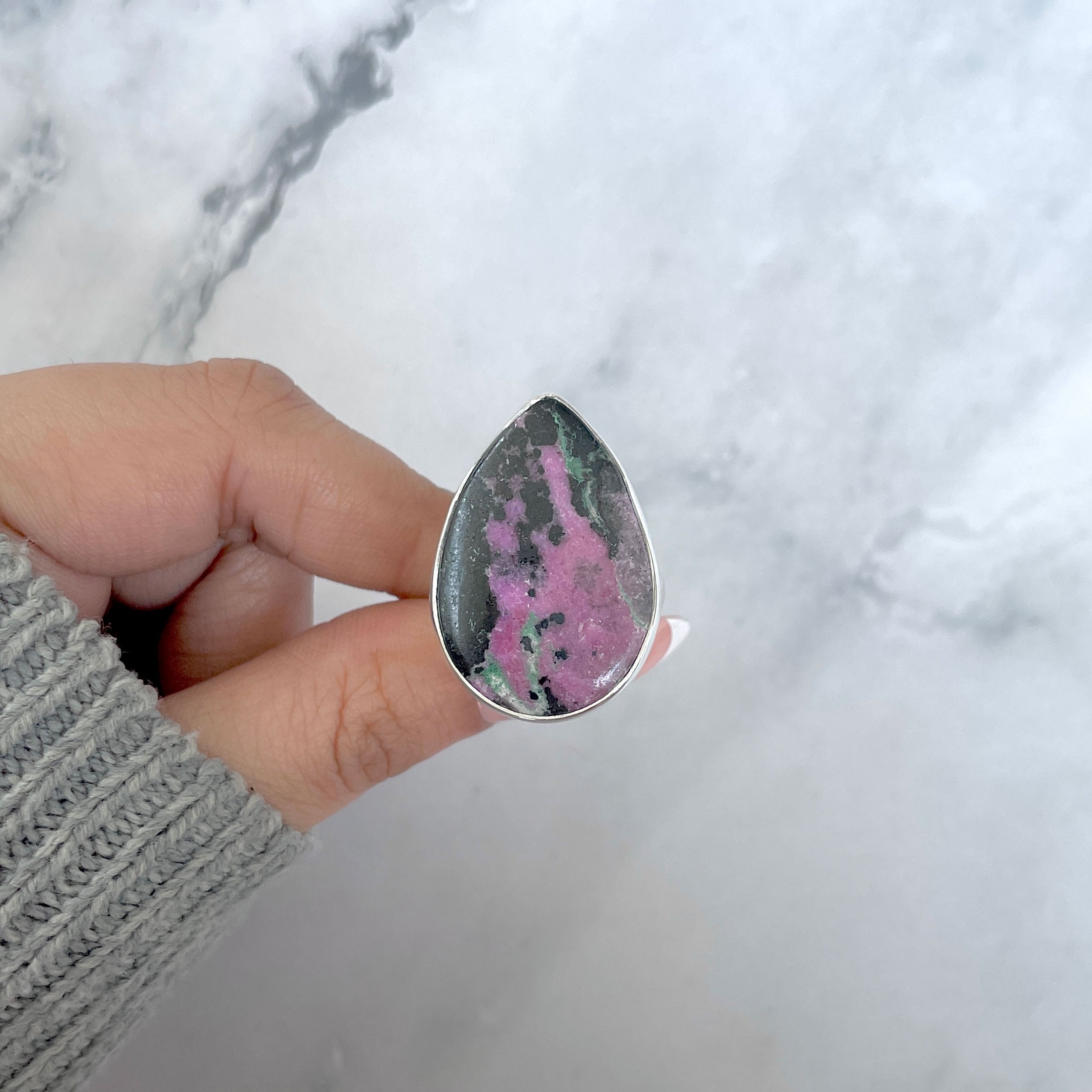 Cobalt Calcite Adjustable Ring-(CBC-R-41.)
