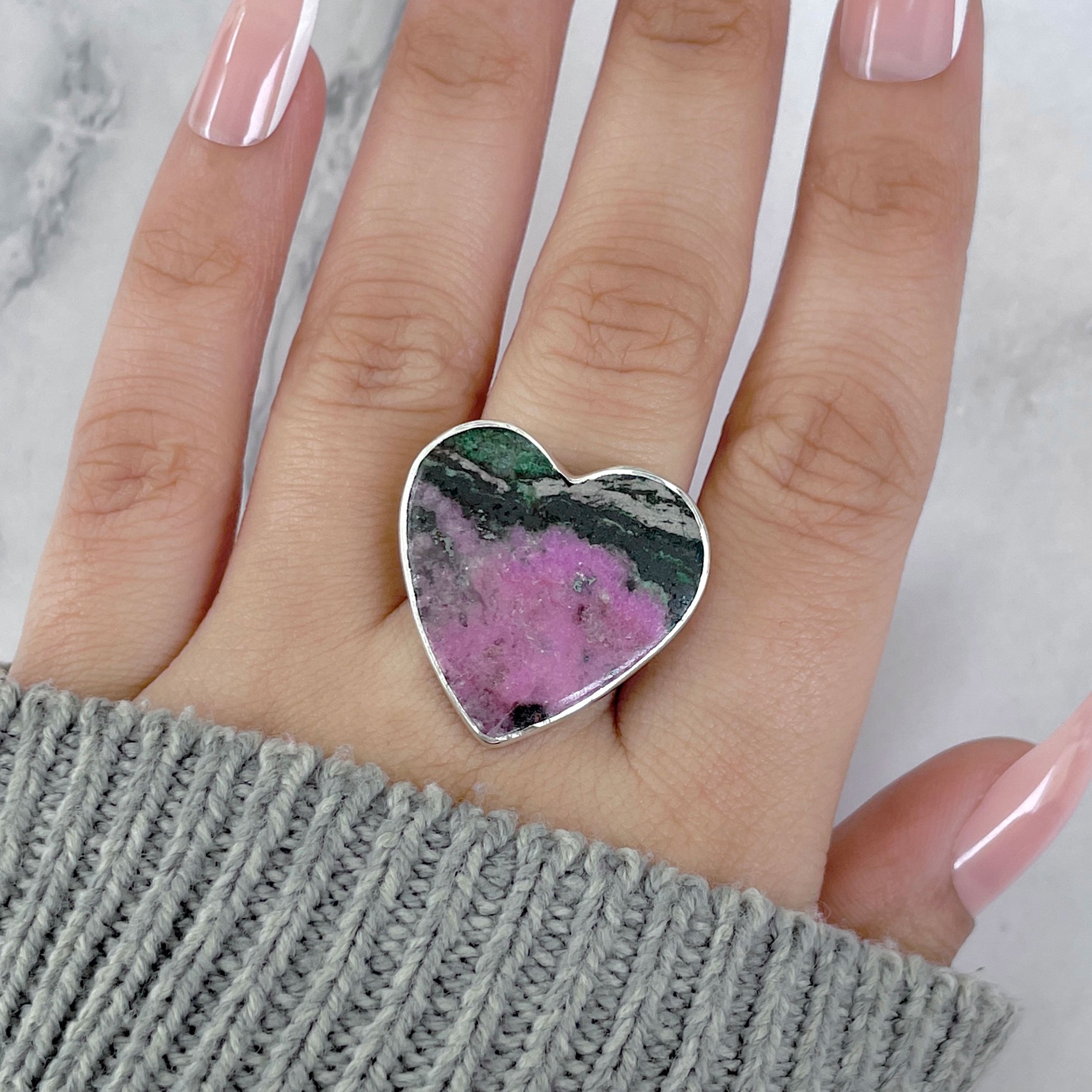 Cobalt Calcite Adjustable Ring-(CBC-R-42.)