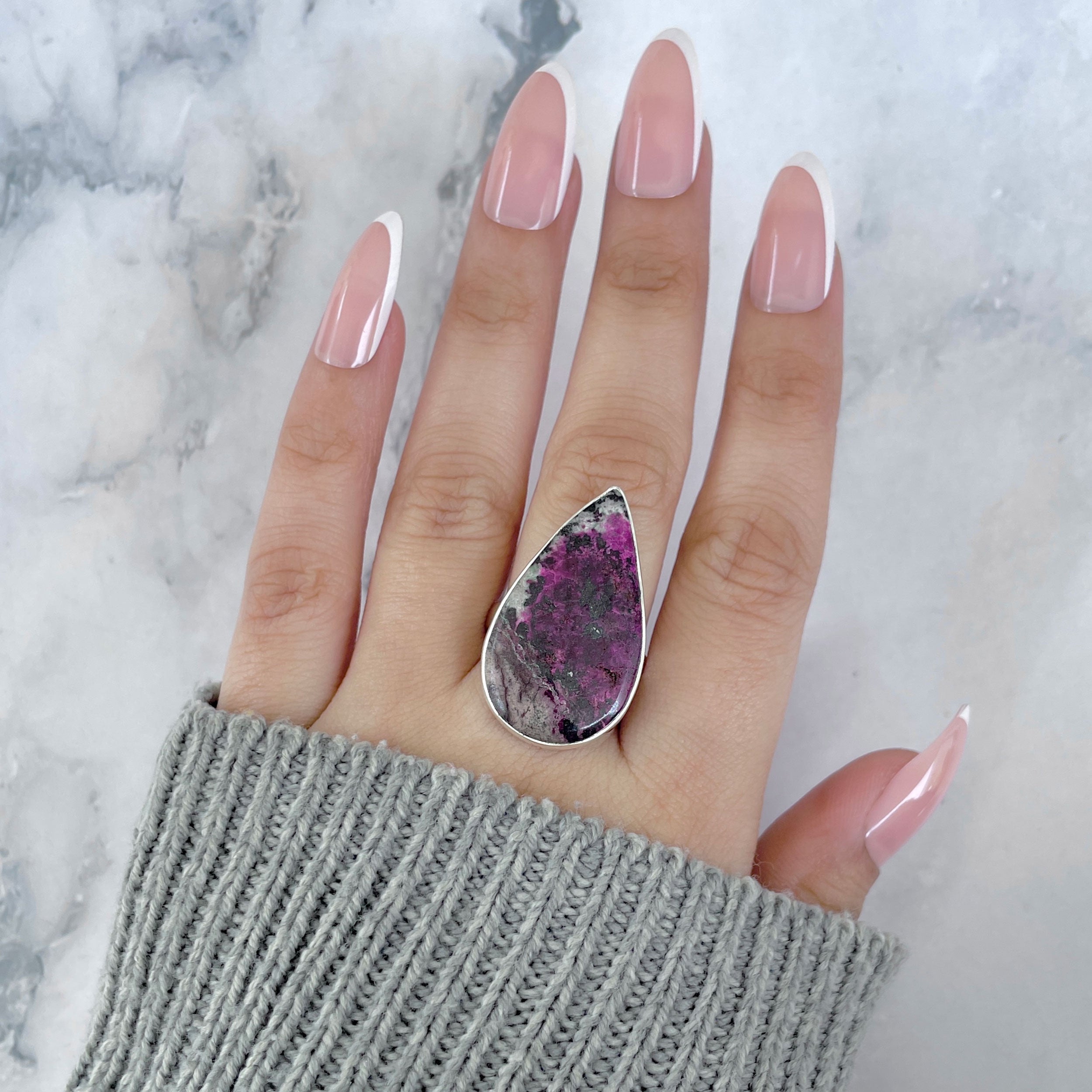 Cobalt Calcite Adjustable Ring-(CBC-R-43.)