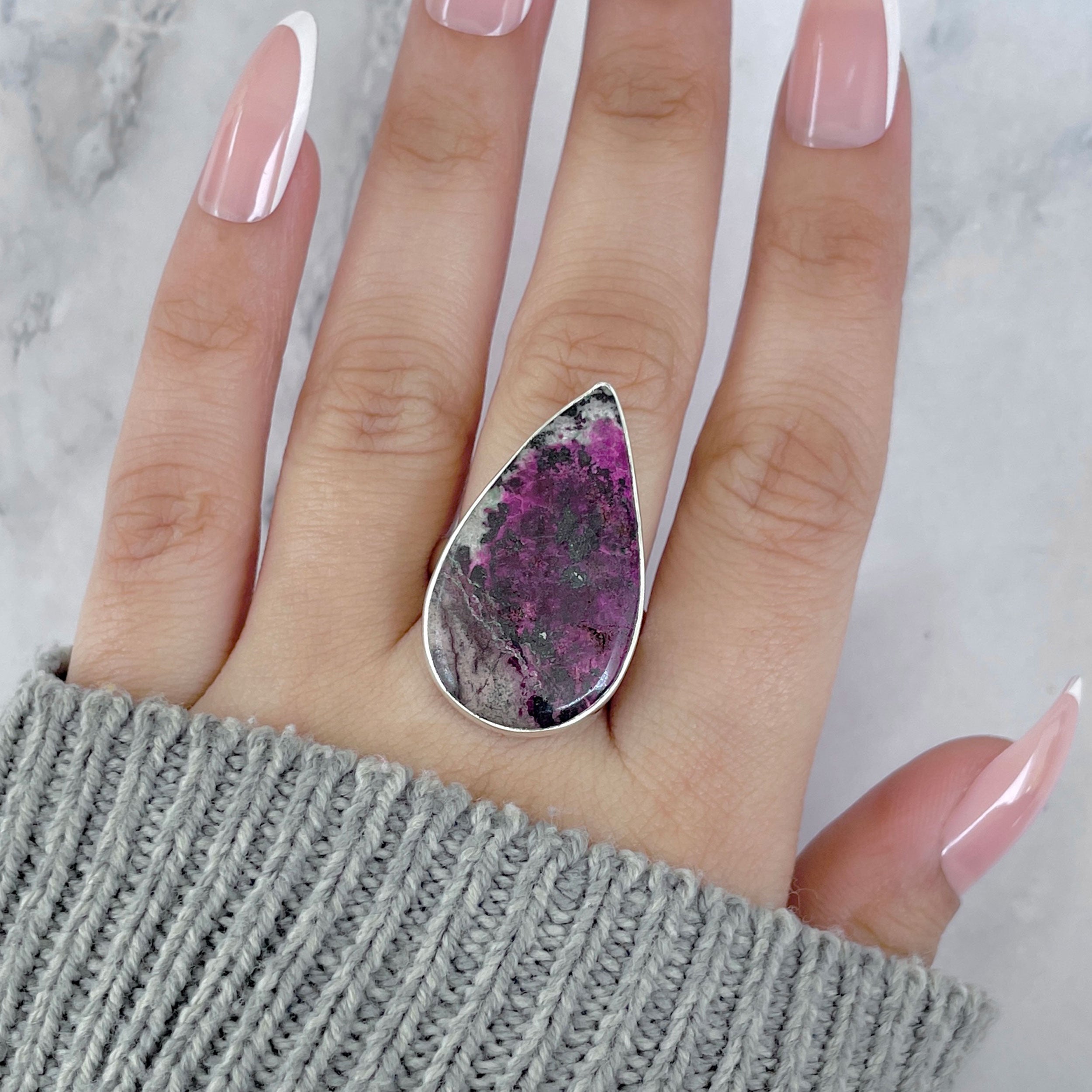 Cobalt Calcite Adjustable Ring-(CBC-R-43.)