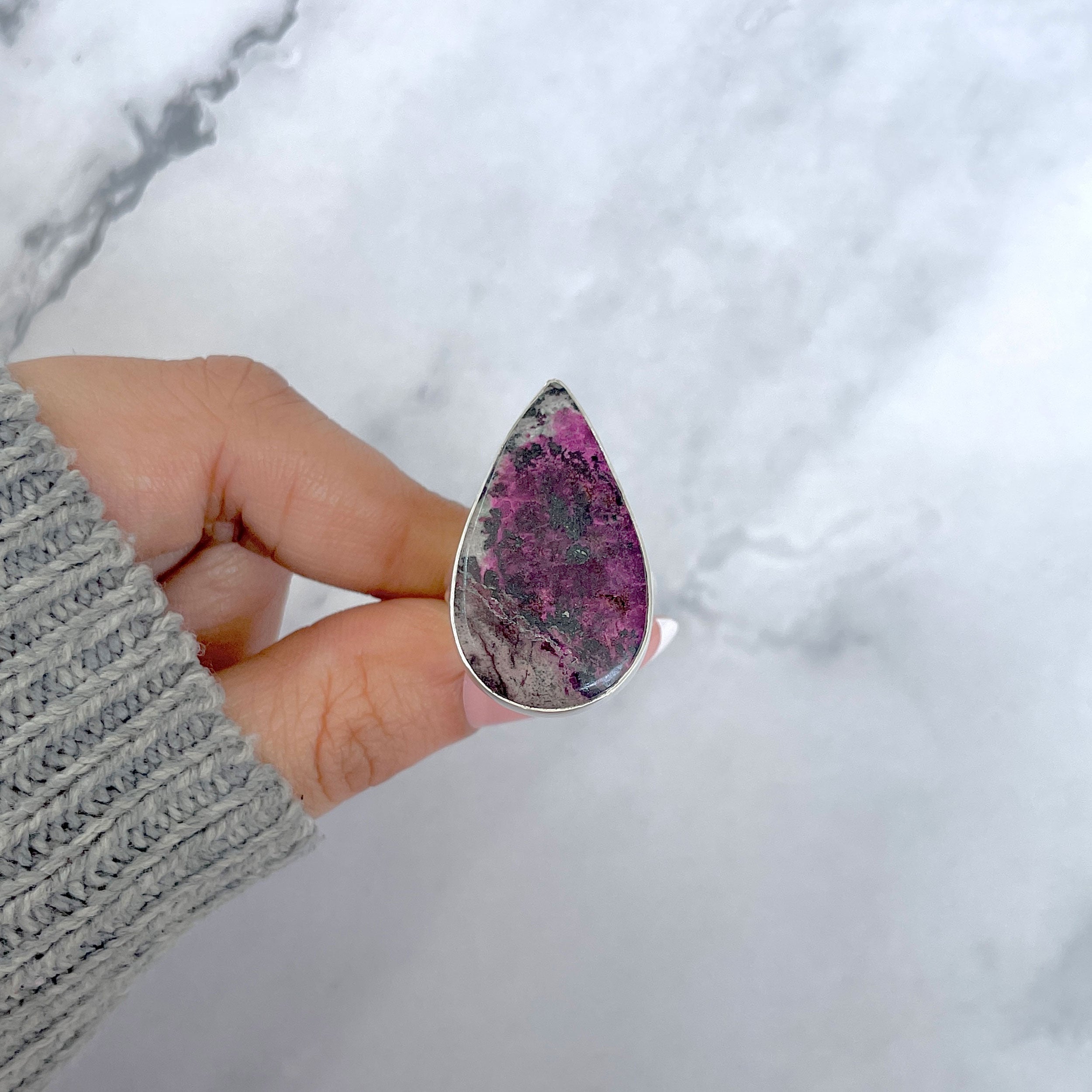 Cobalt Calcite Adjustable Ring-(CBC-R-43.)