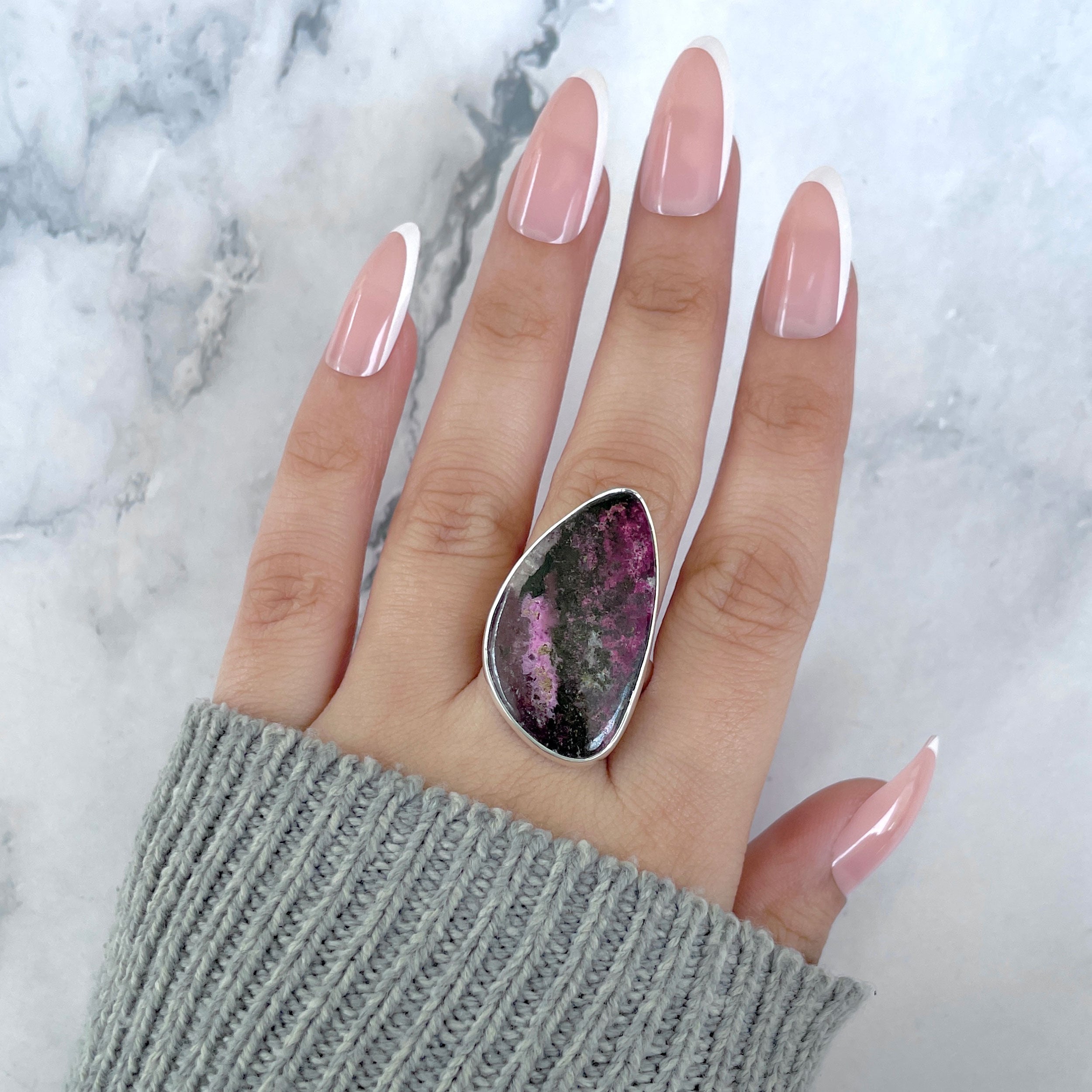 Cobalt Calcite Adjustable Ring-(CBC-R-44.)