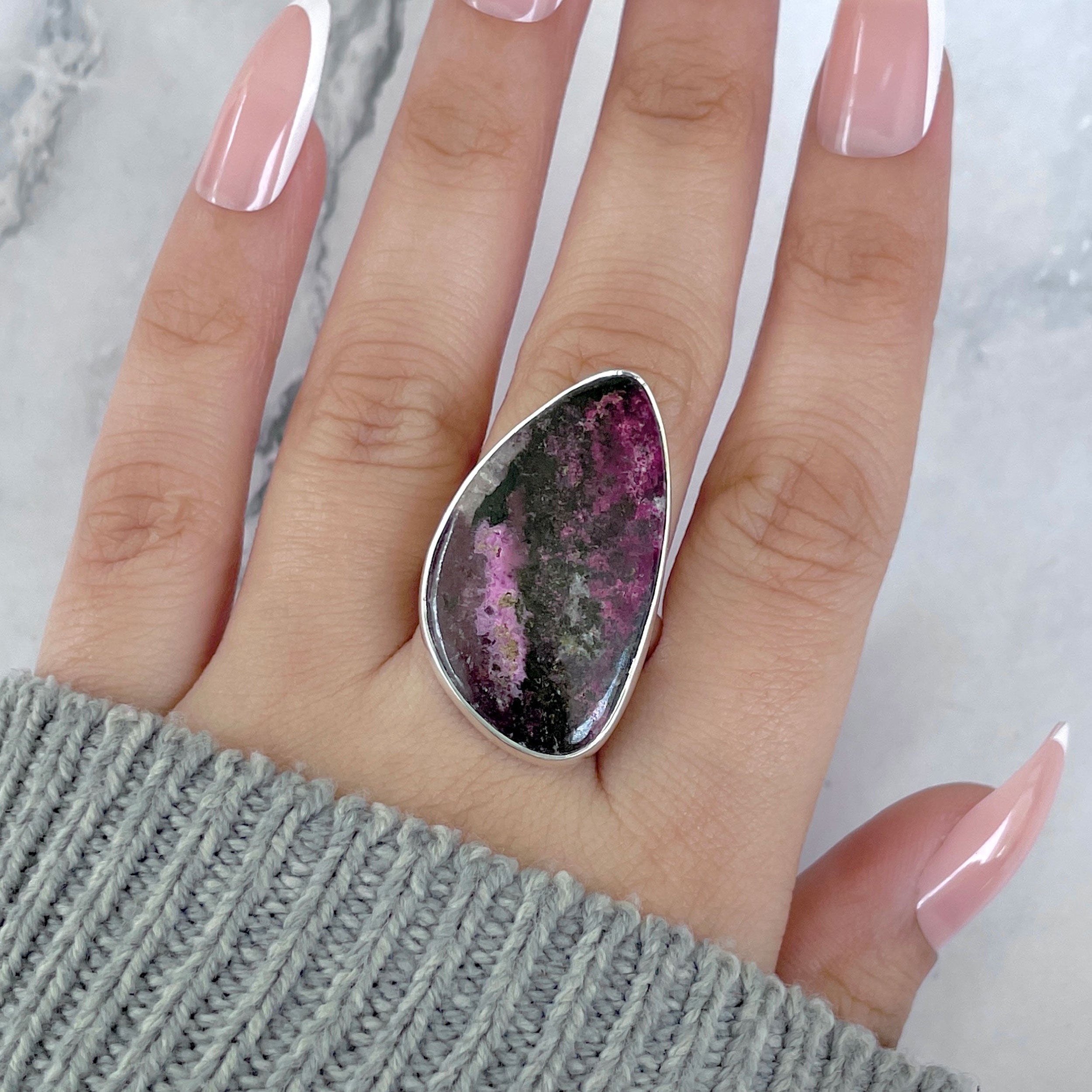 Cobalt Calcite Adjustable Ring-(CBC-R-44.)