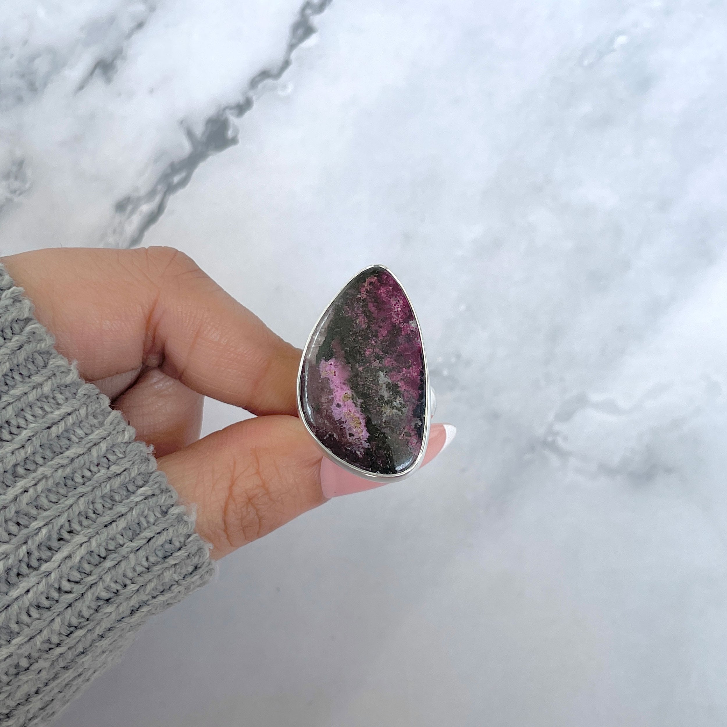 Cobalt Calcite Adjustable Ring-(CBC-R-44.)
