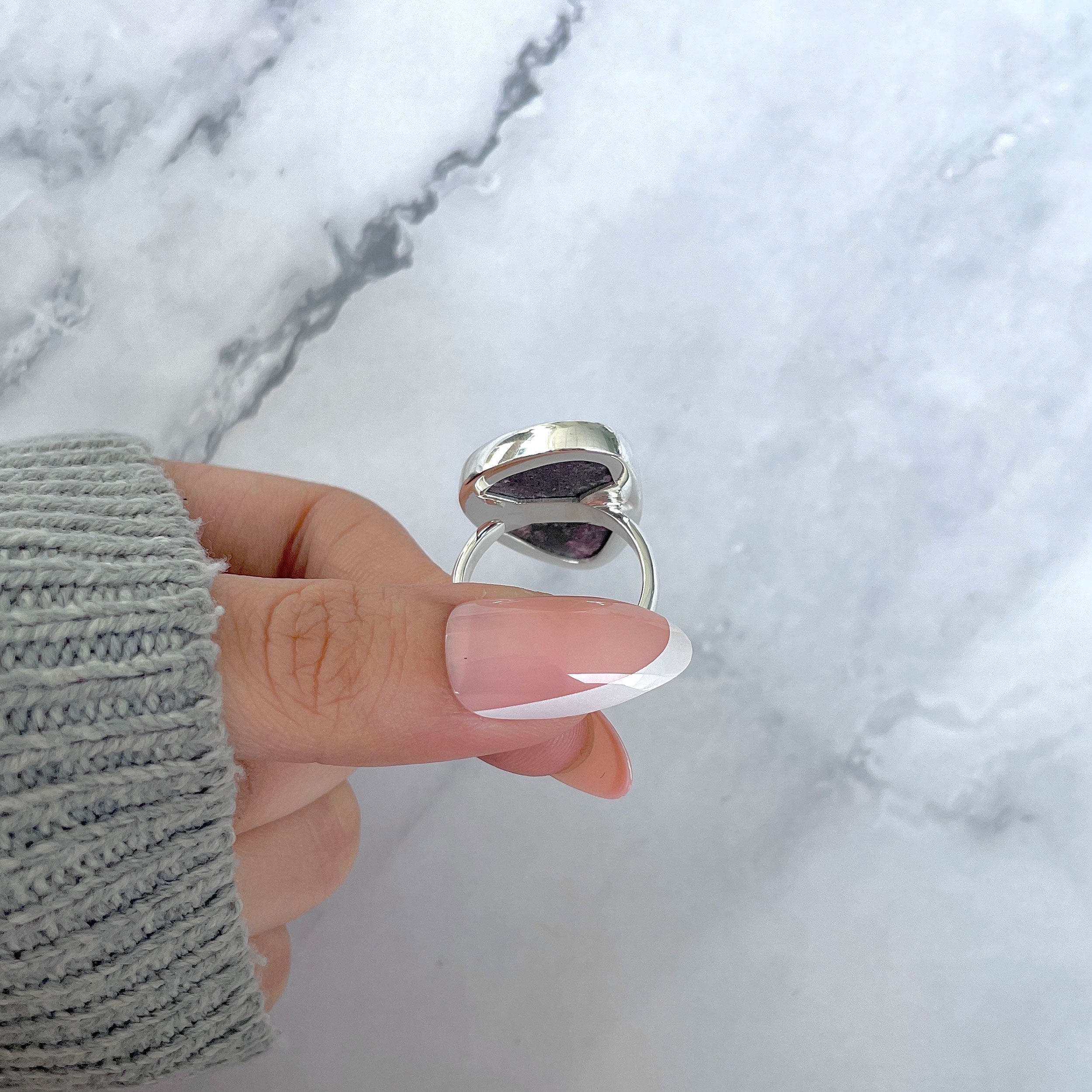Cobalt Calcite Adjustable Ring-(CBC-R-44.)