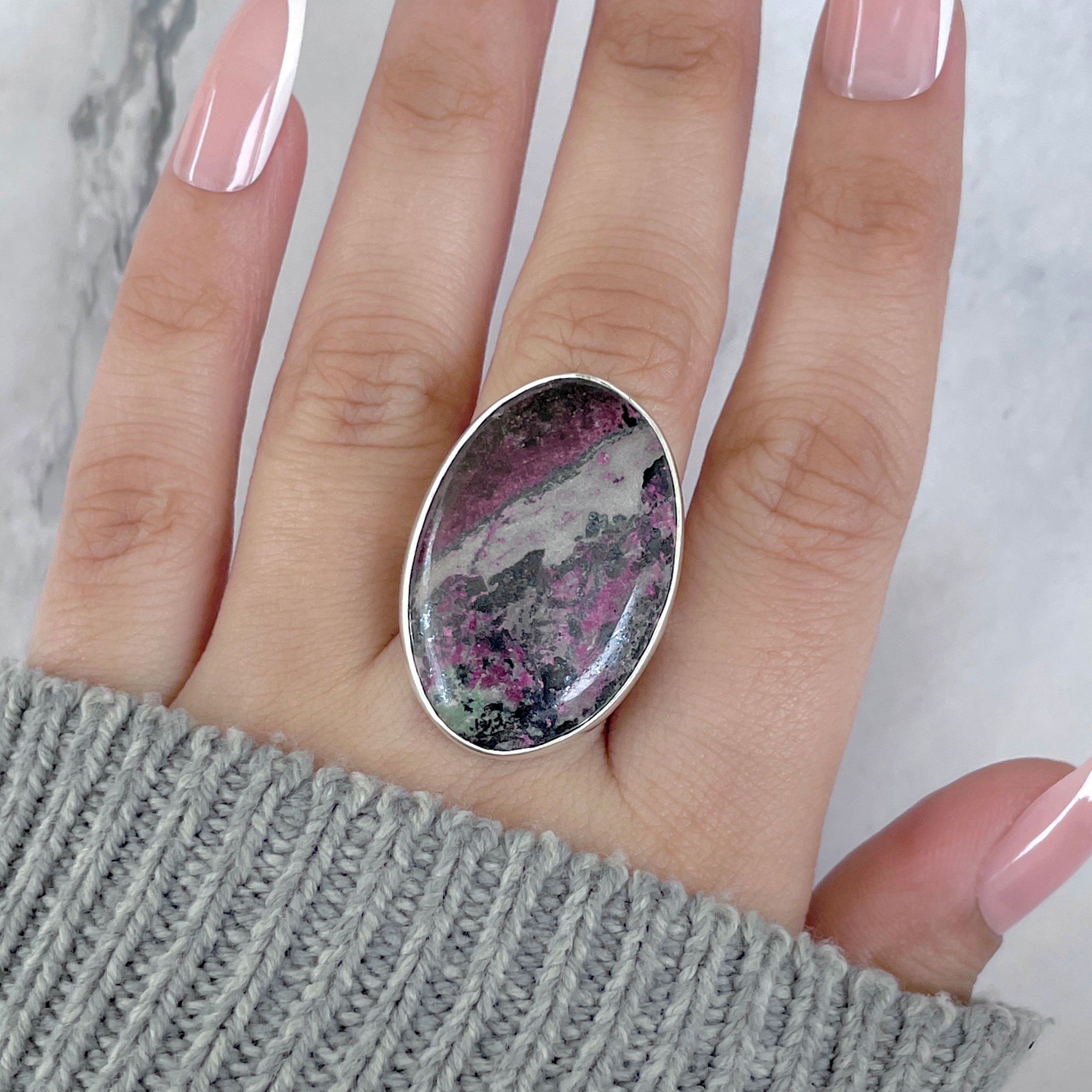 Cobalt Calcite Adjustable Ring-(CBC-R-45.)