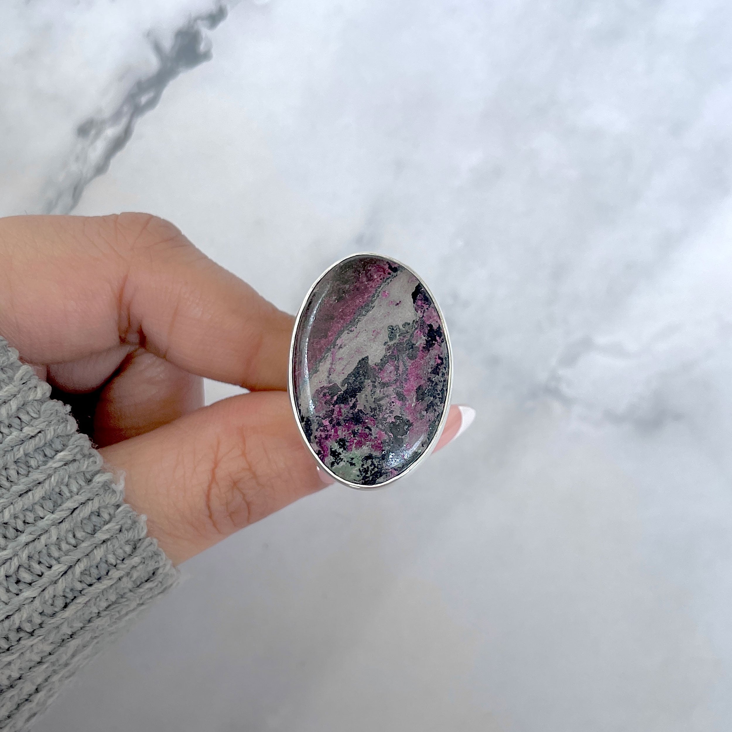 Cobalt Calcite Adjustable Ring-(CBC-R-45.)