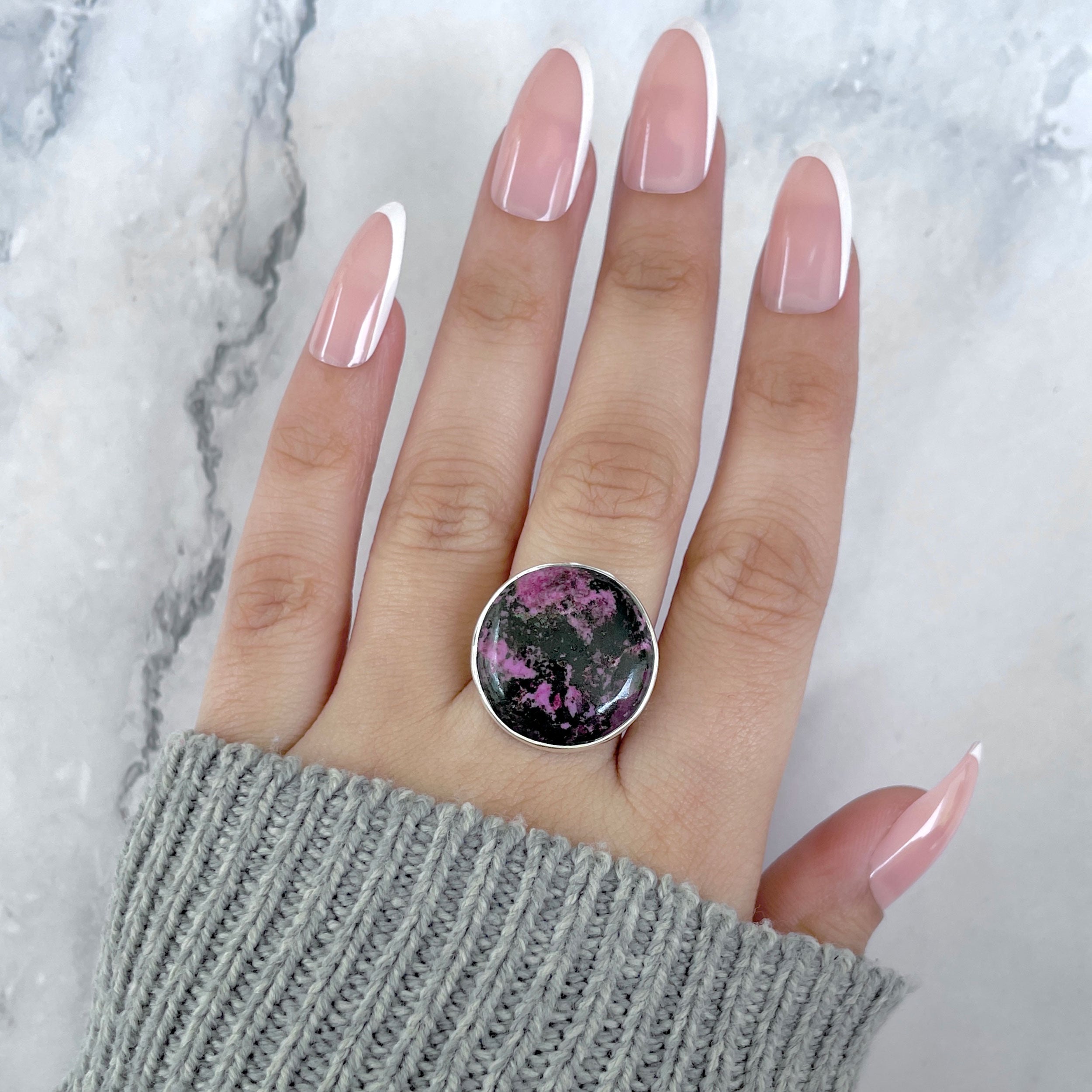 Cobalt Calcite Adjustable Ring-(CBC-R-46.)