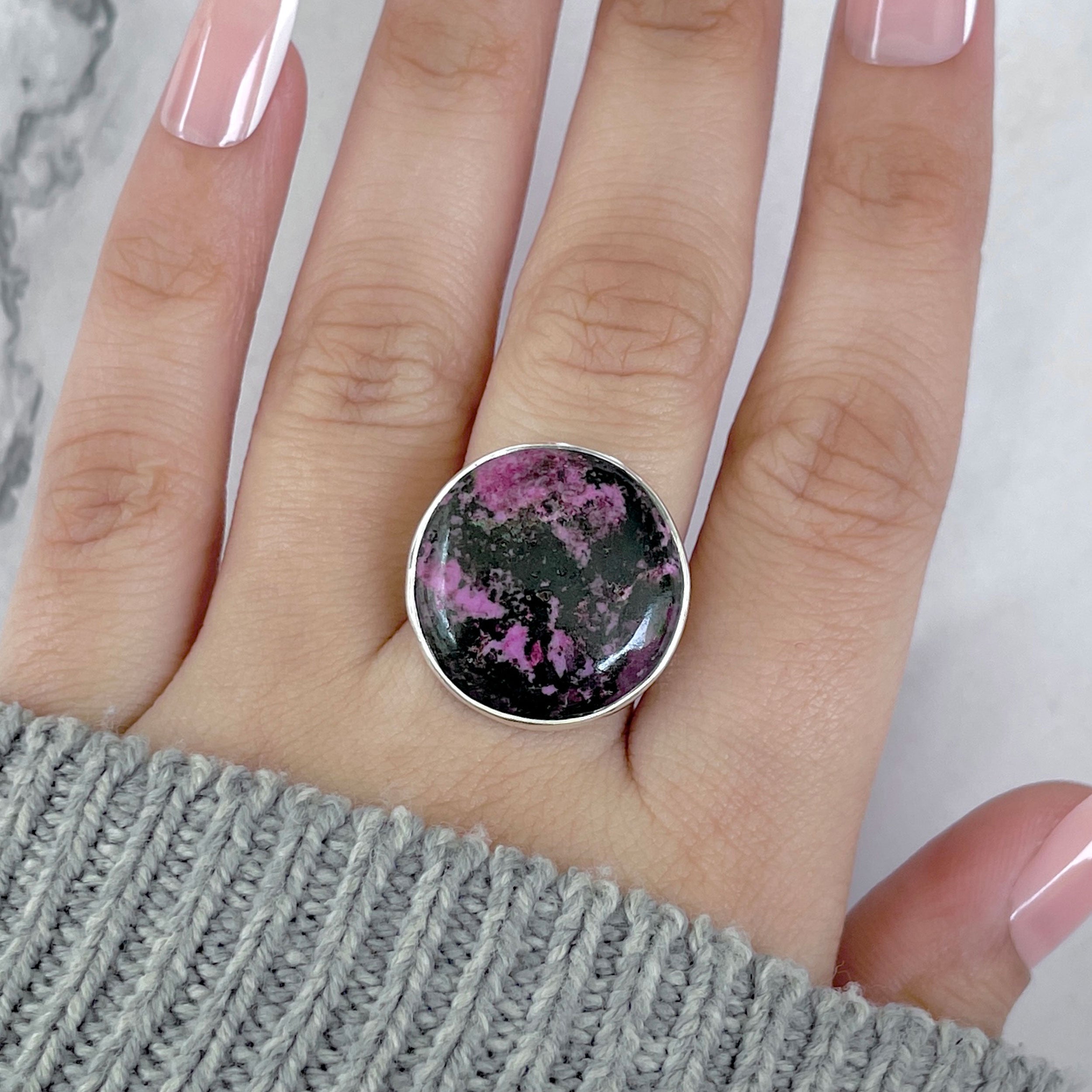 Cobalt Calcite Adjustable Ring-(CBC-R-46.)