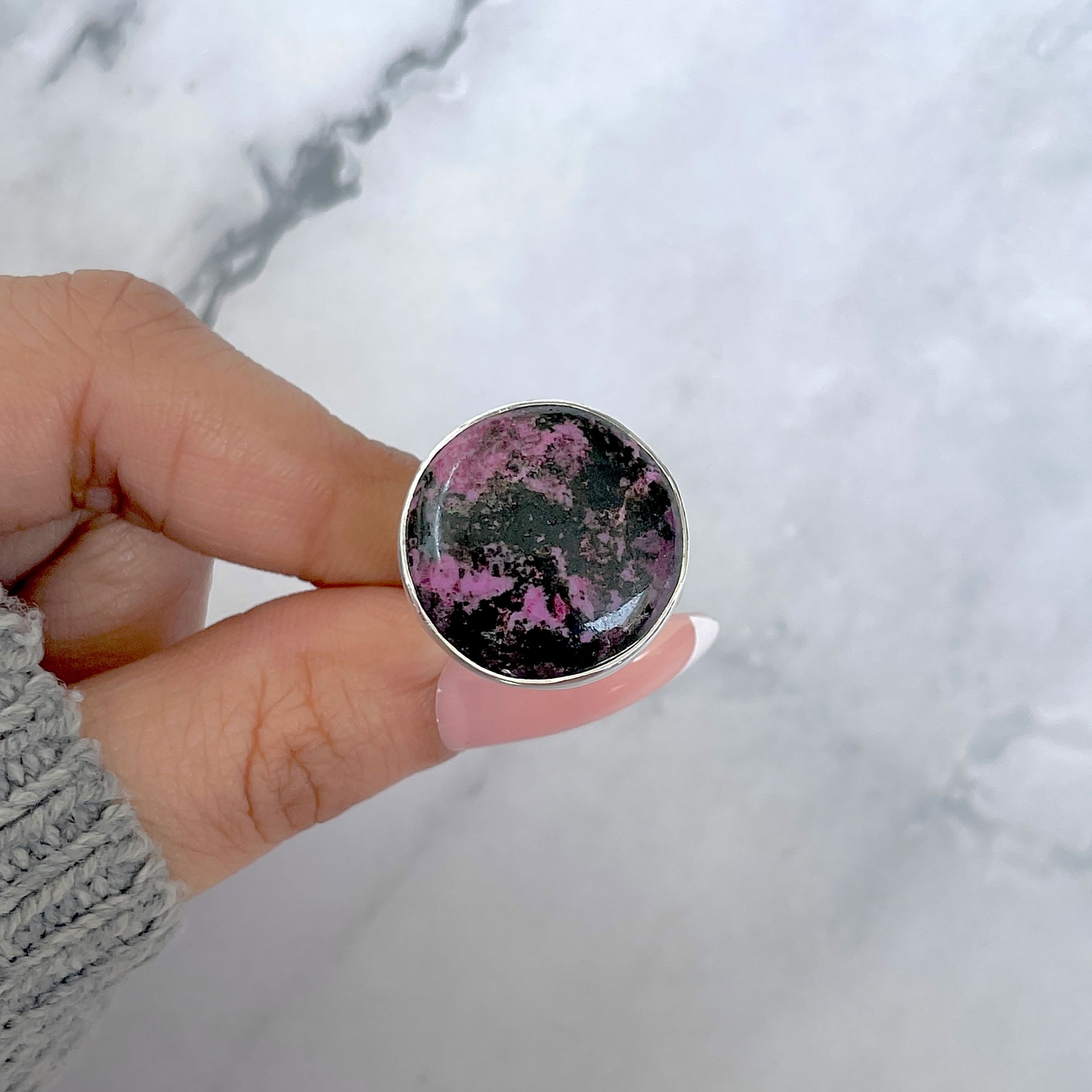 Cobalt Calcite Adjustable Ring-(CBC-R-46.)