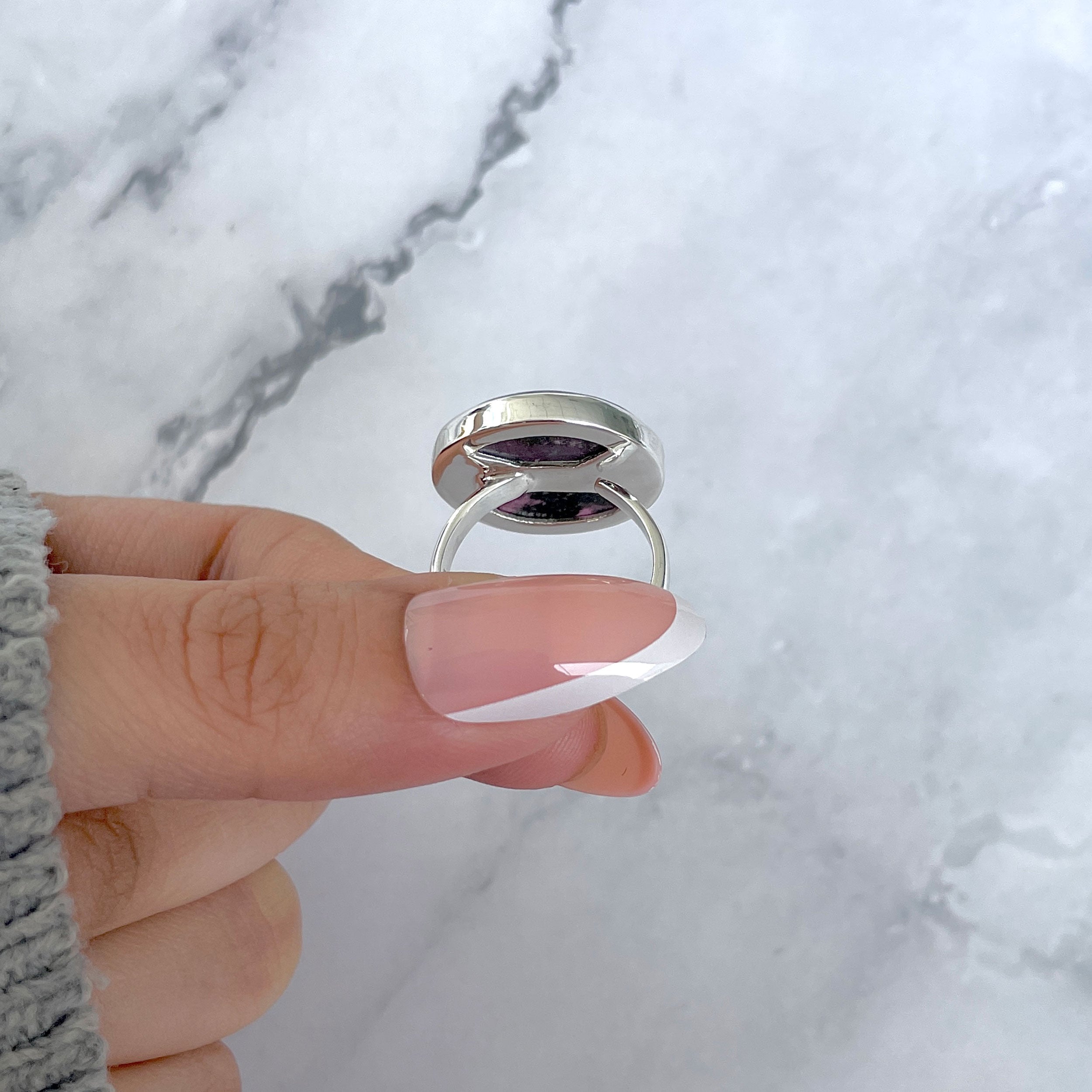 Cobalt Calcite Adjustable Ring-(CBC-R-46.)