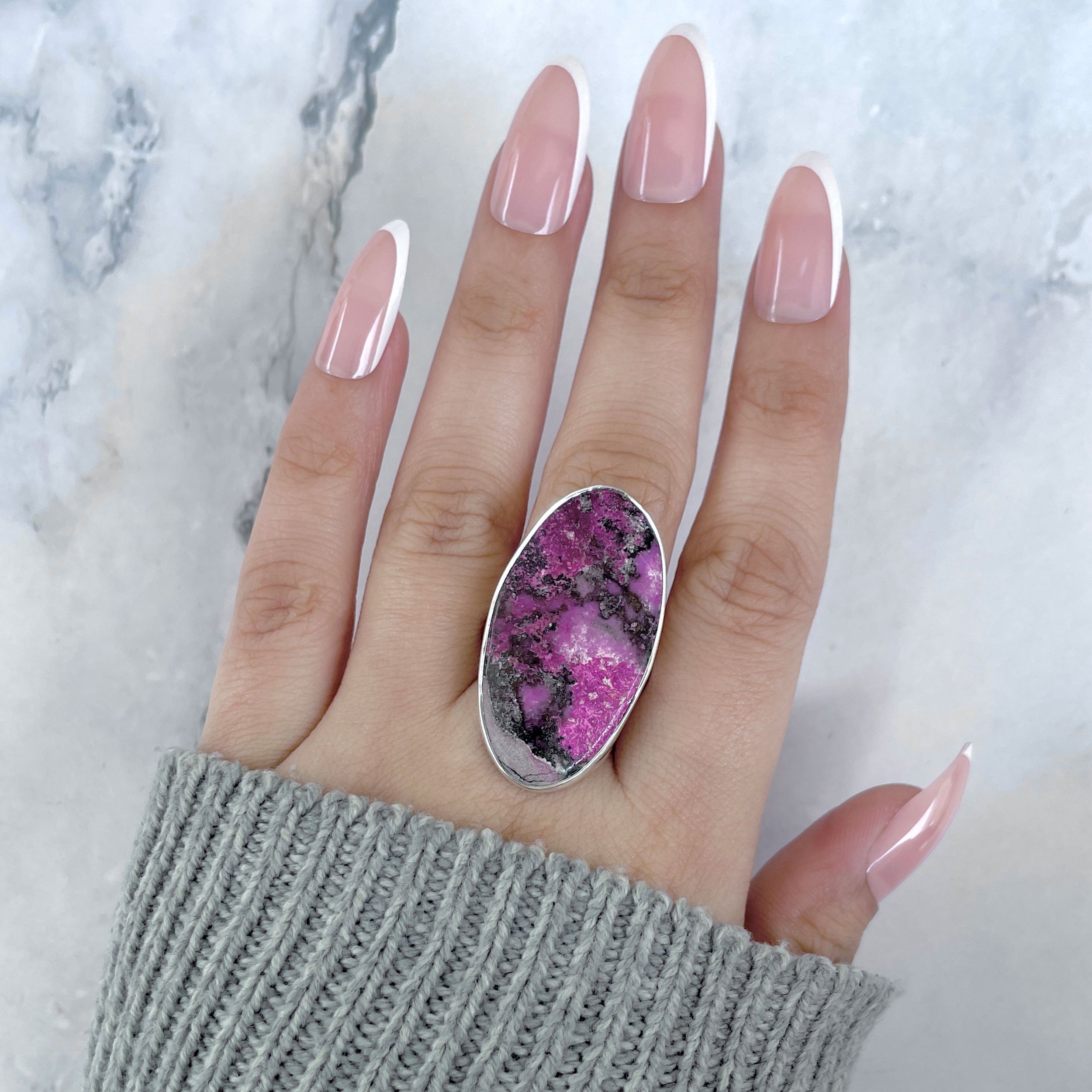 Cobalt Calcite Adjustable Ring-(CBC-R-47.)