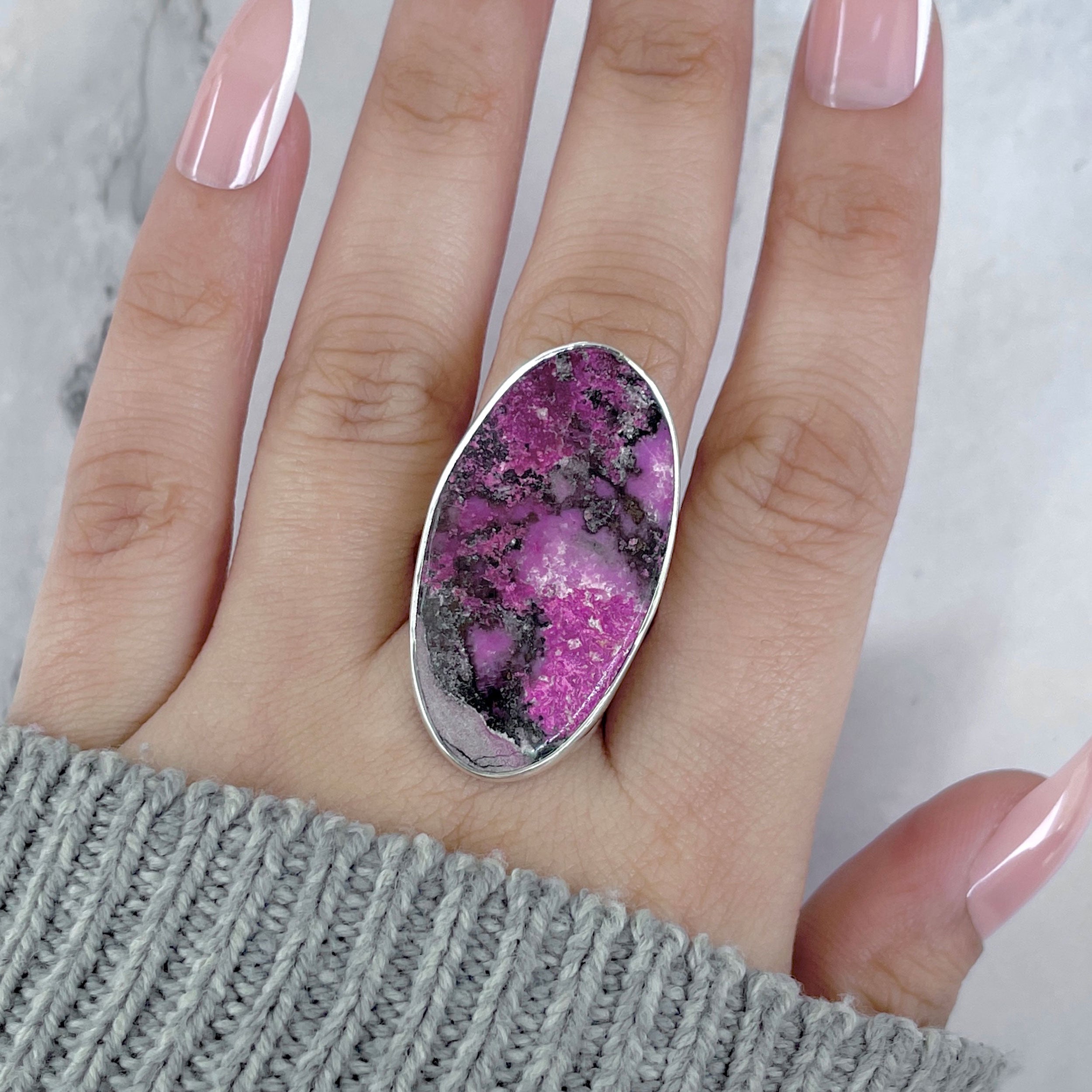 Cobalt Calcite Adjustable Ring-(CBC-R-47.)