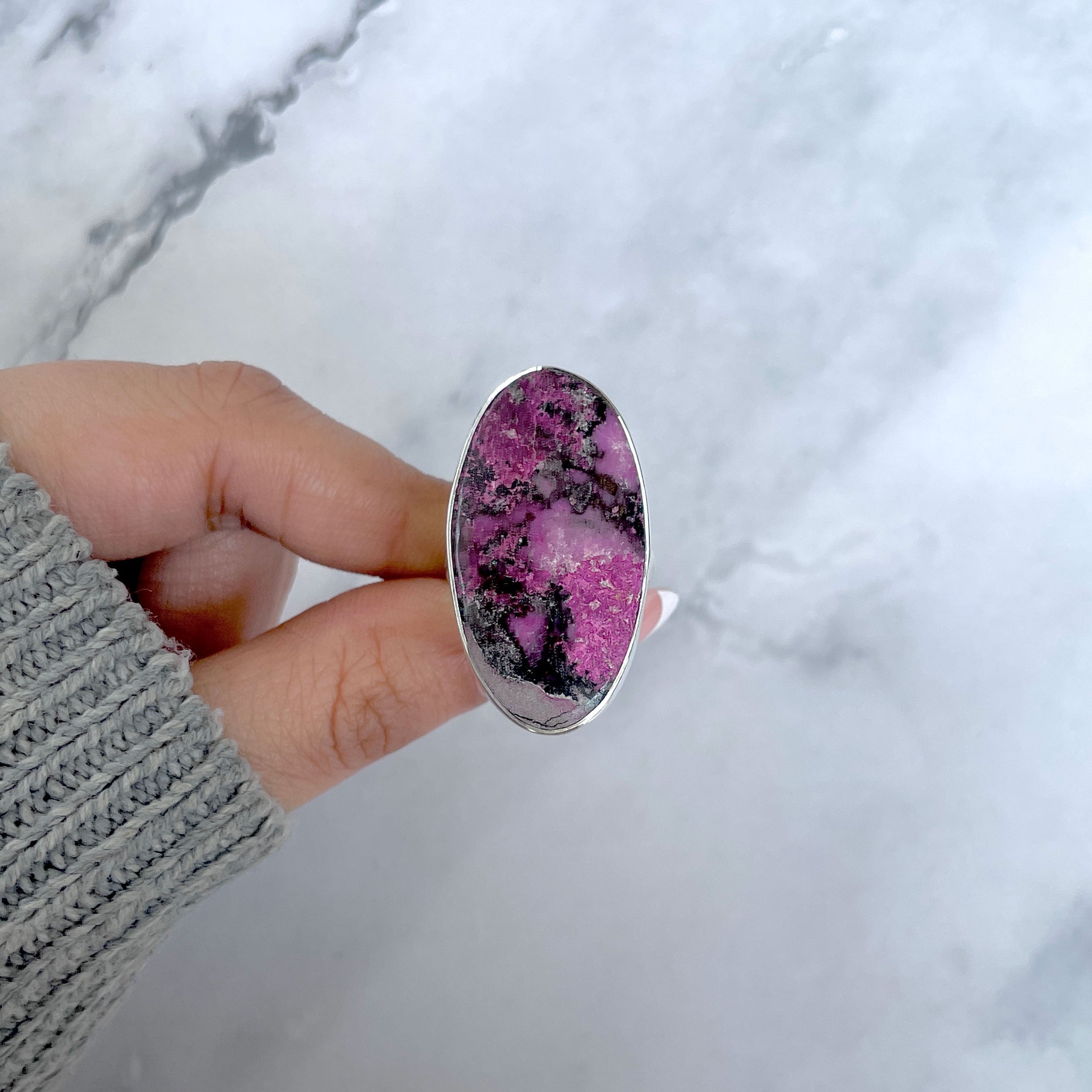 Cobalt Calcite Adjustable Ring-(CBC-R-47.)