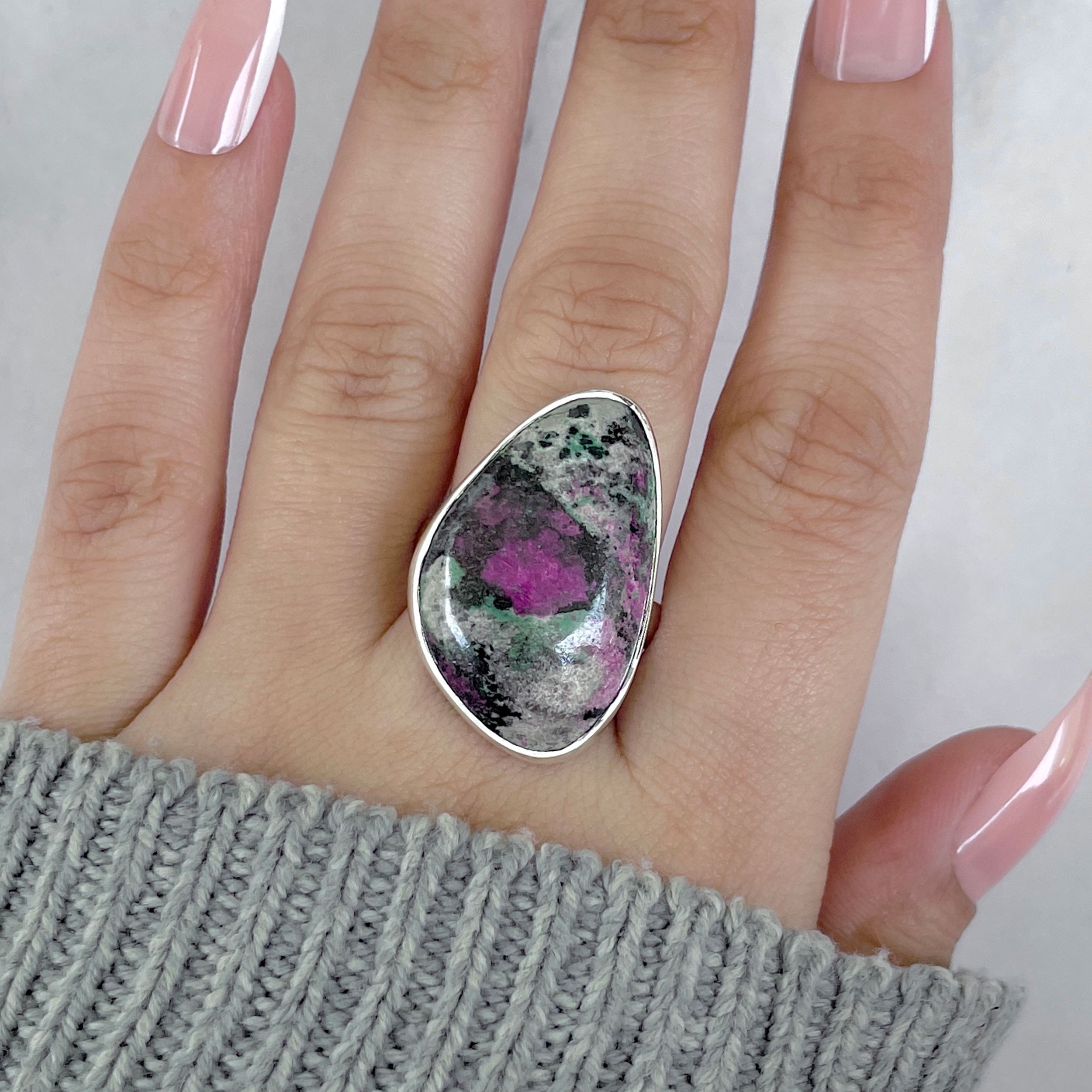 Cobalt Calcite Adjustable Ring-(CBC-R-48.)