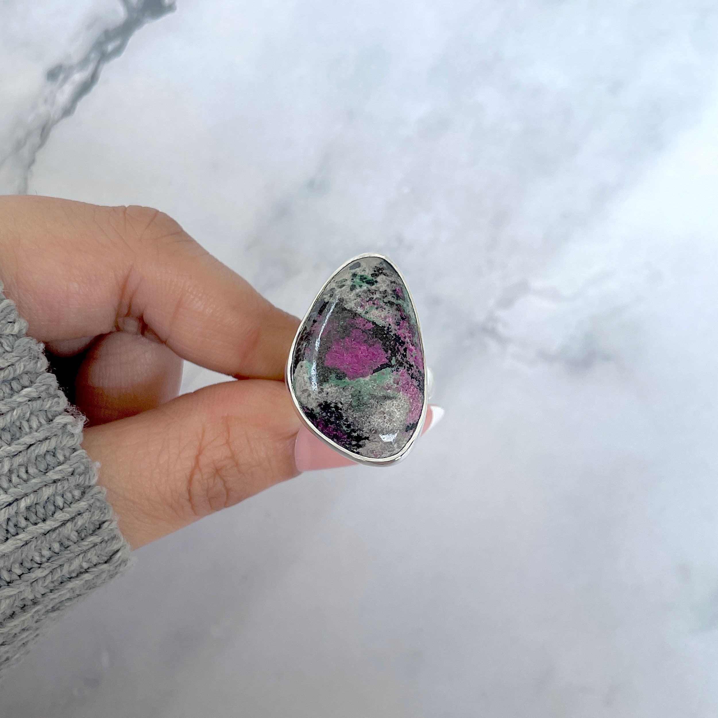 Cobalt Calcite Adjustable Ring-(CBC-R-48.)