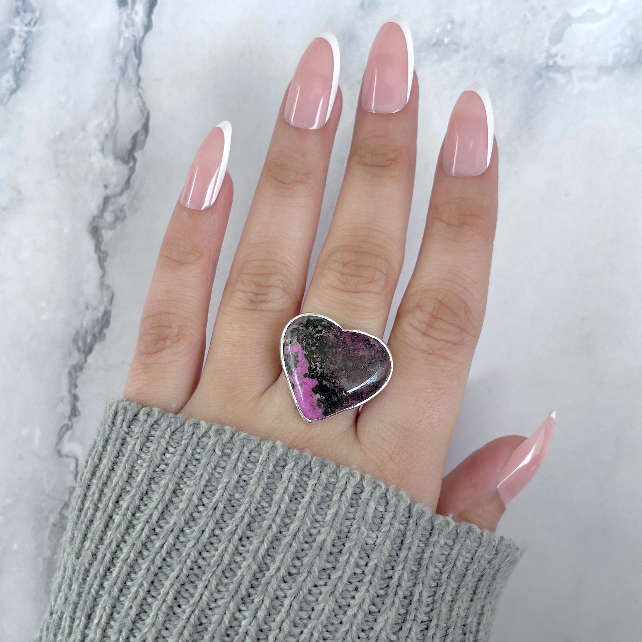 Cobalt Calcite Adjustable Ring-(CBC-R-49.)