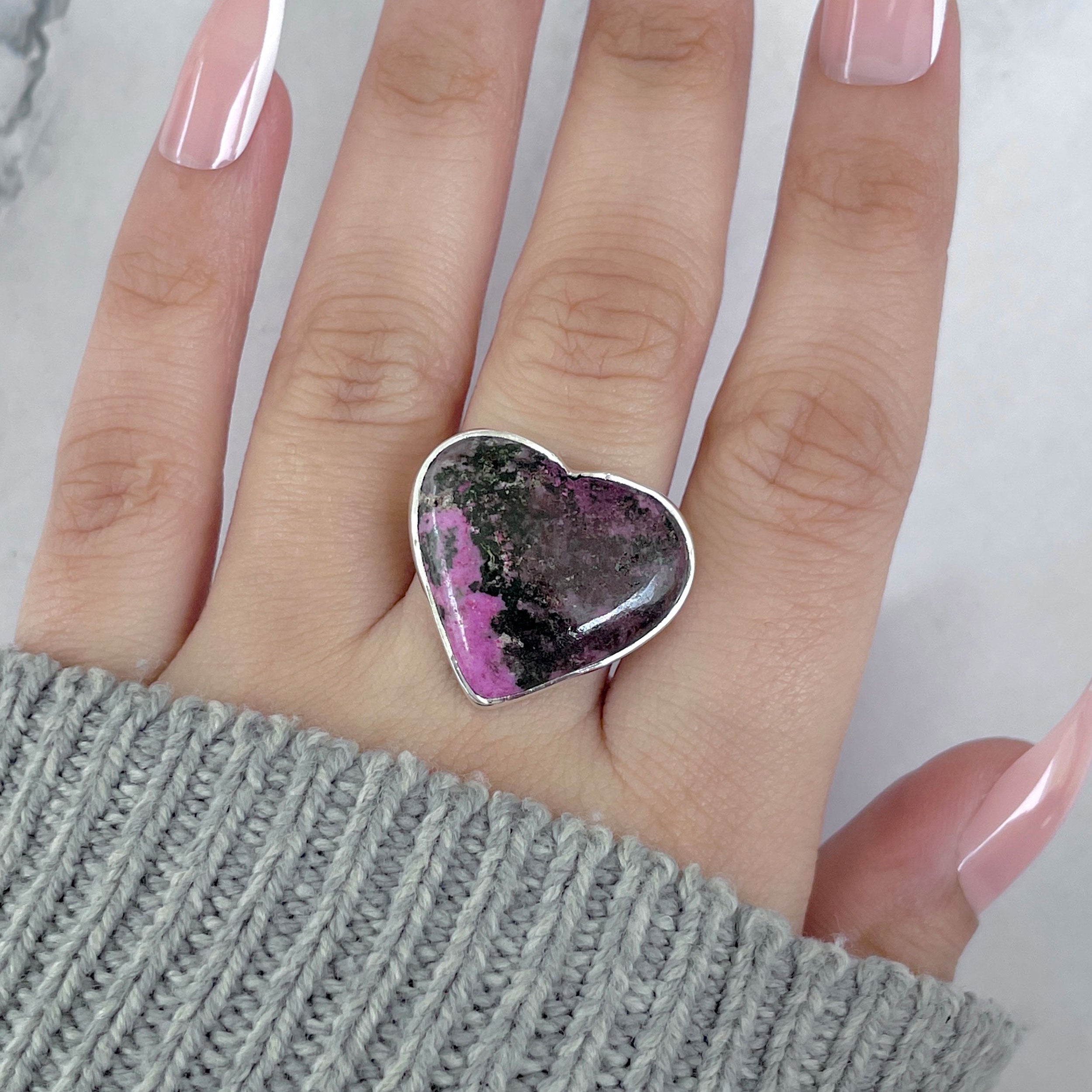 Cobalt Calcite Adjustable Ring-(CBC-R-49.)
