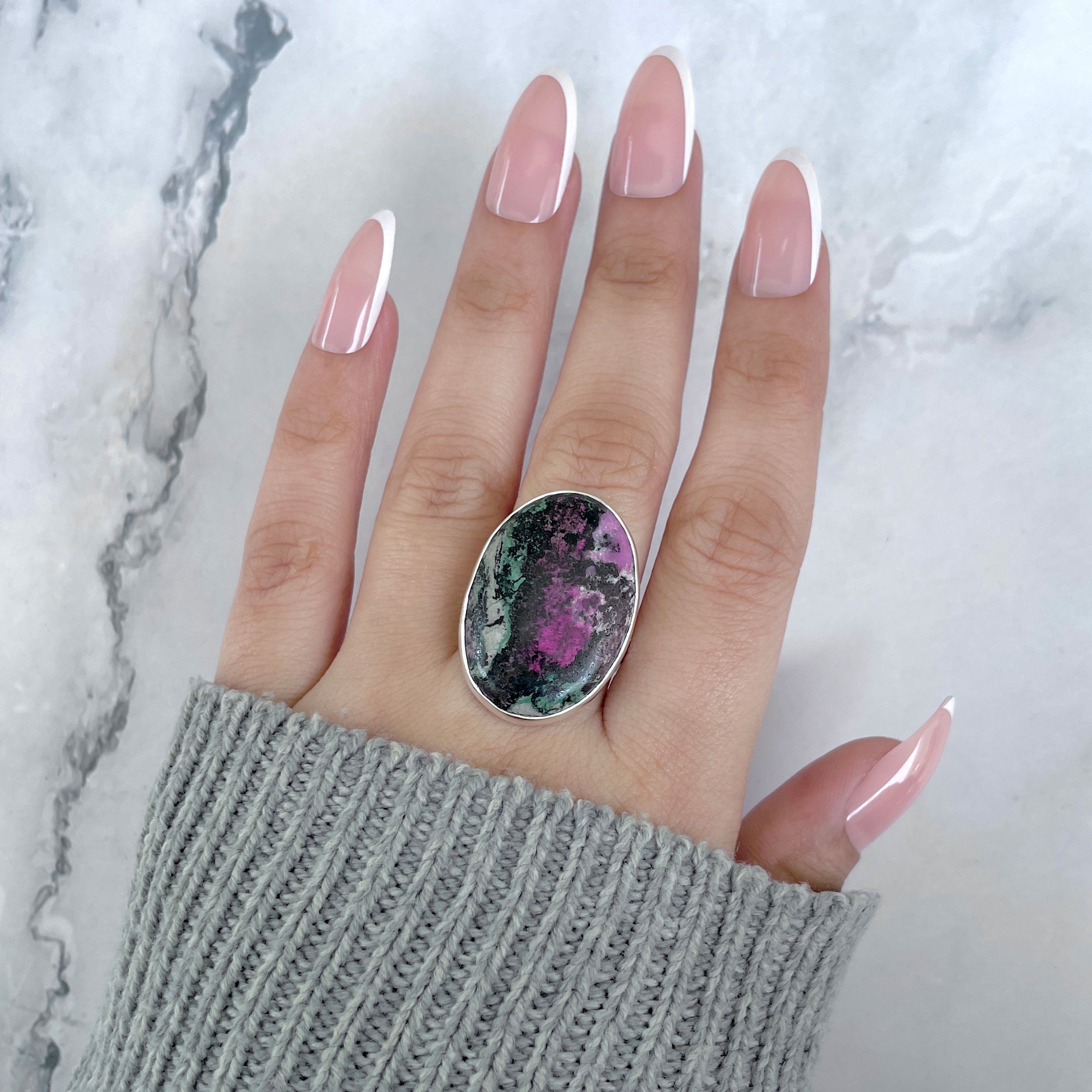 Cobalt Calcite Adjustable Ring-(CBC-R-50.)