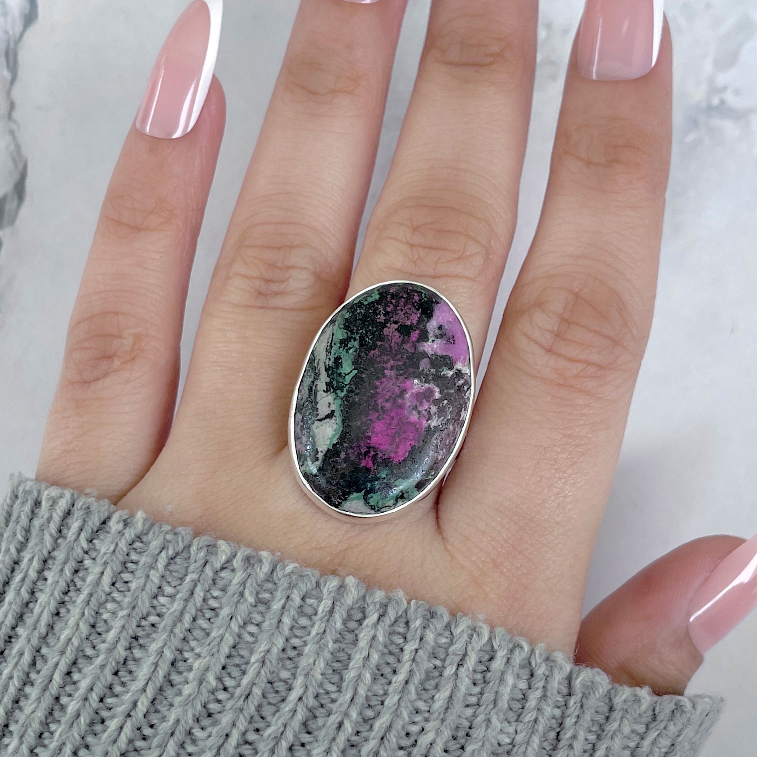 Cobalt Calcite Adjustable Ring-(CBC-R-50.)