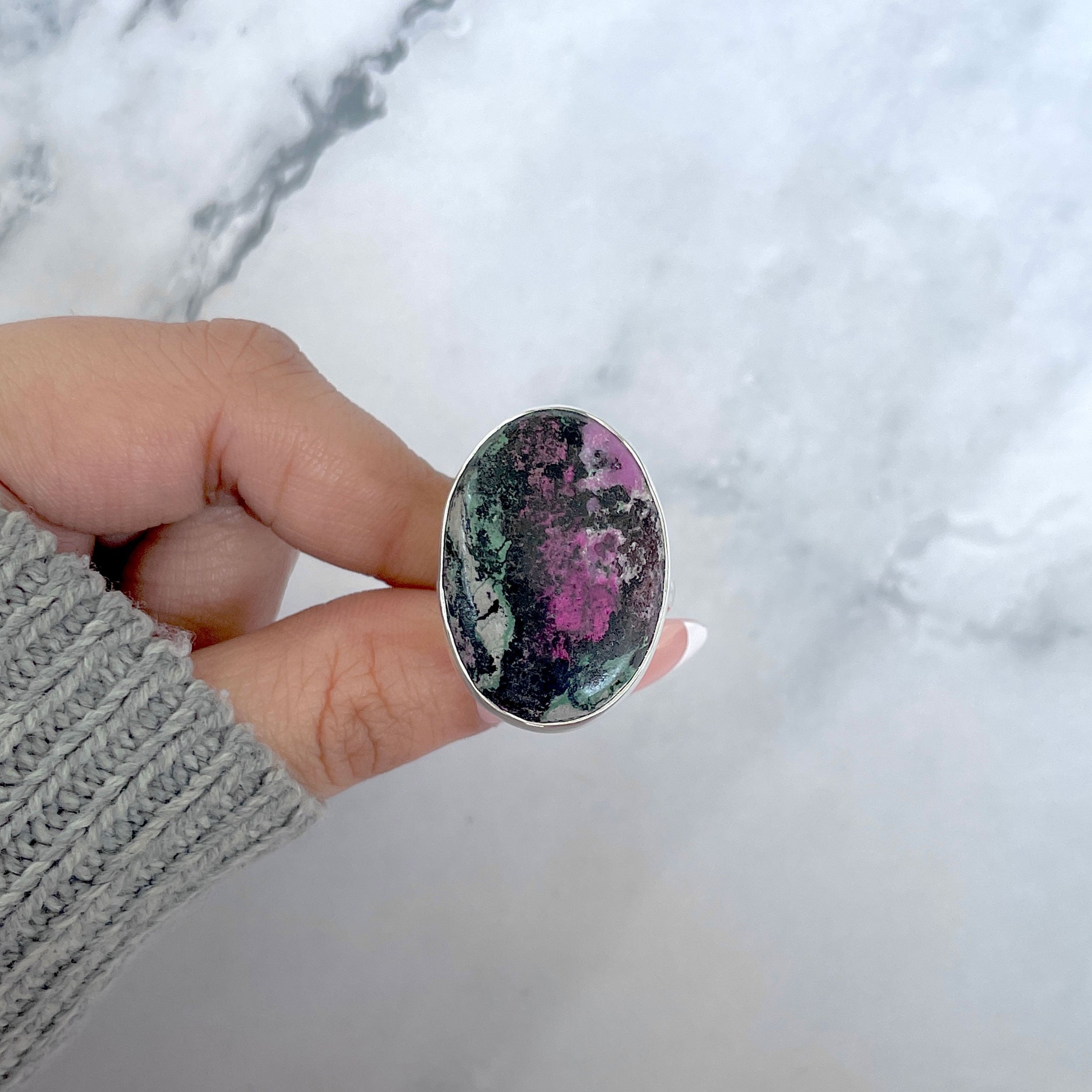 Cobalt Calcite Adjustable Ring-(CBC-R-50.)