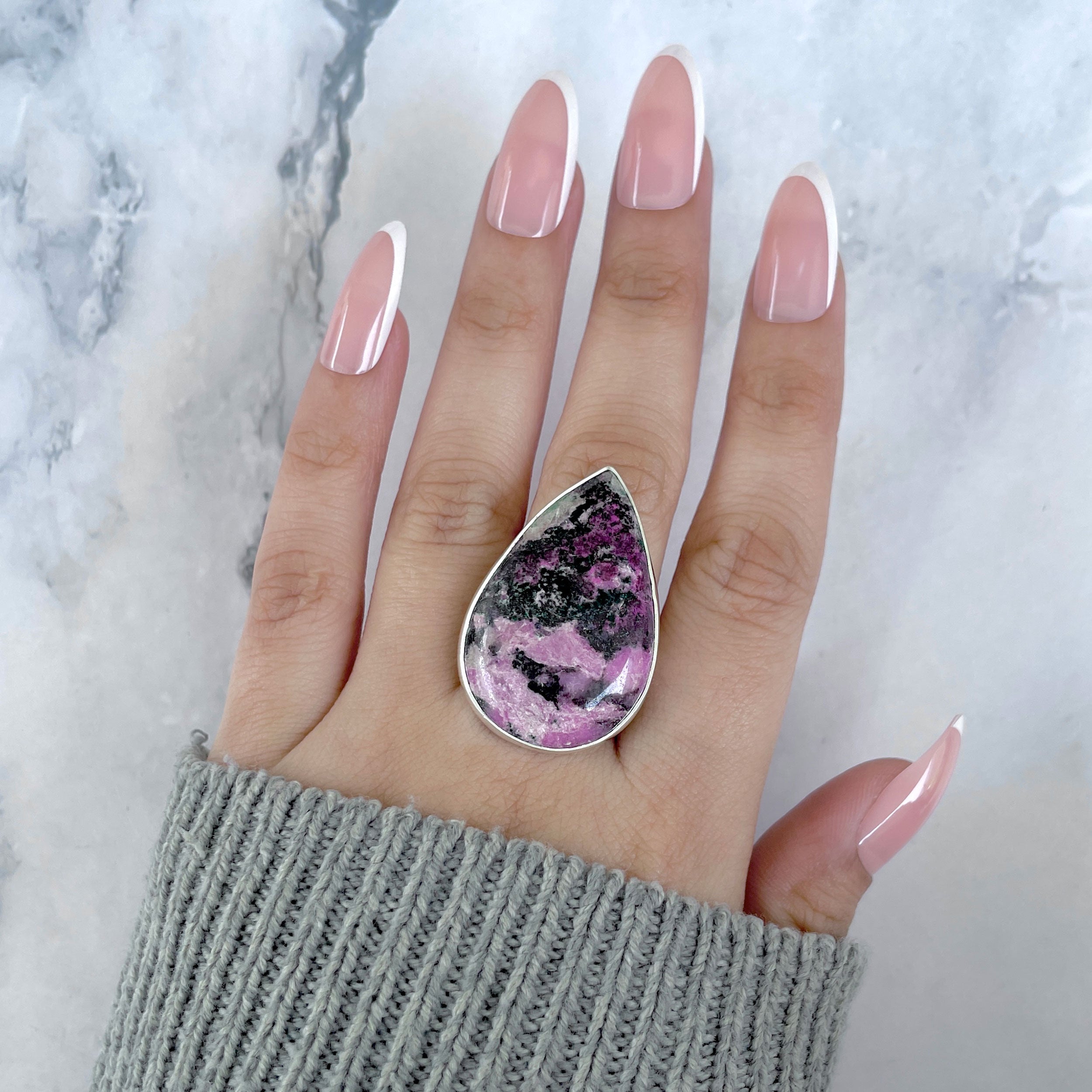 Cobalt Calcite Adjustable Ring-(CBC-R-51.)