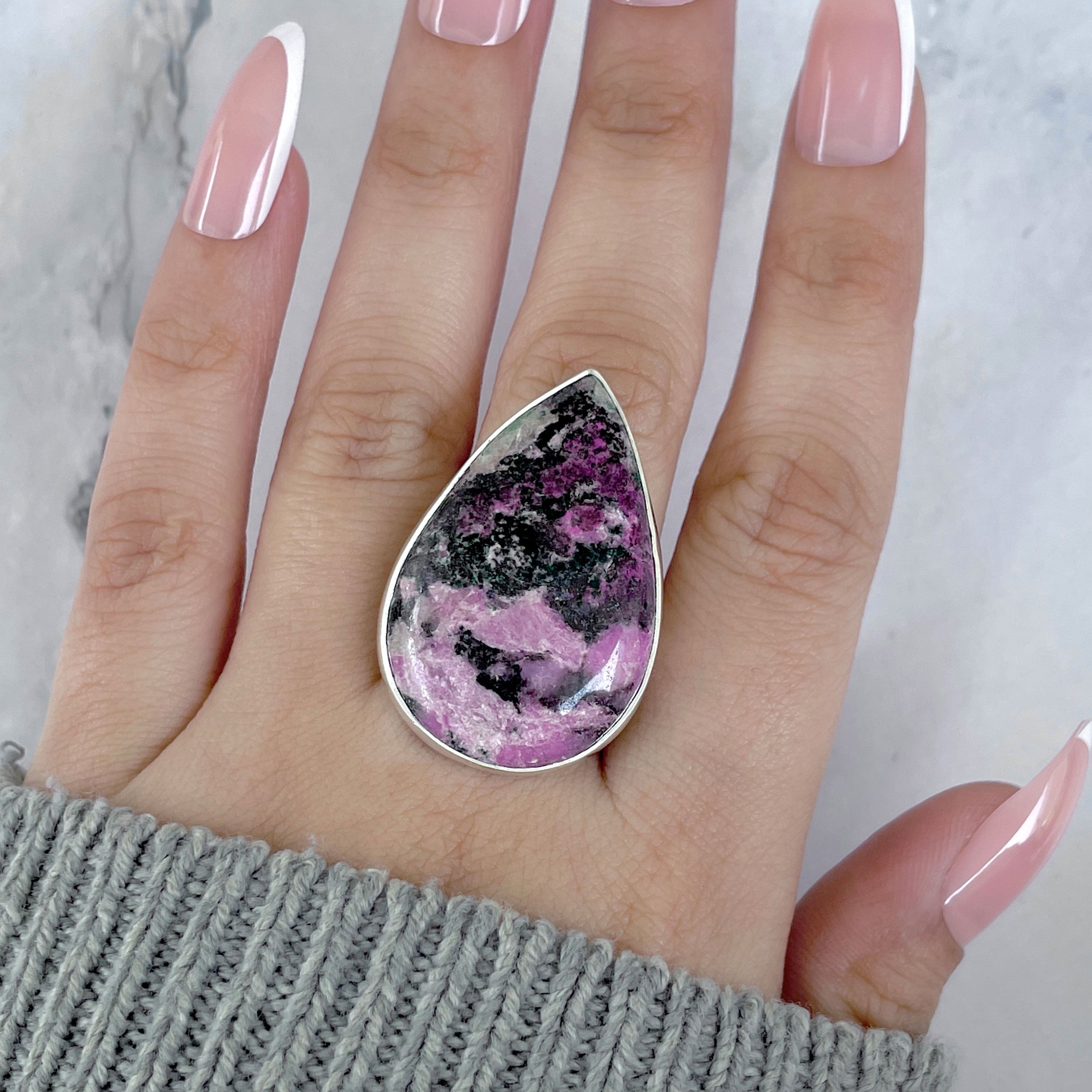 Cobalt Calcite Adjustable Ring-(CBC-R-51.)