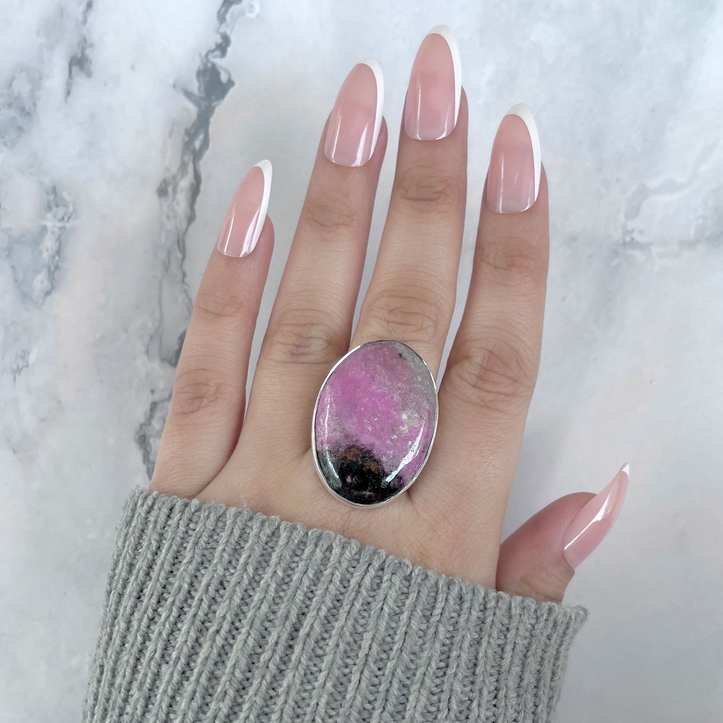 Cobalt Calcite Adjustable Ring-(CBC-R-52.)