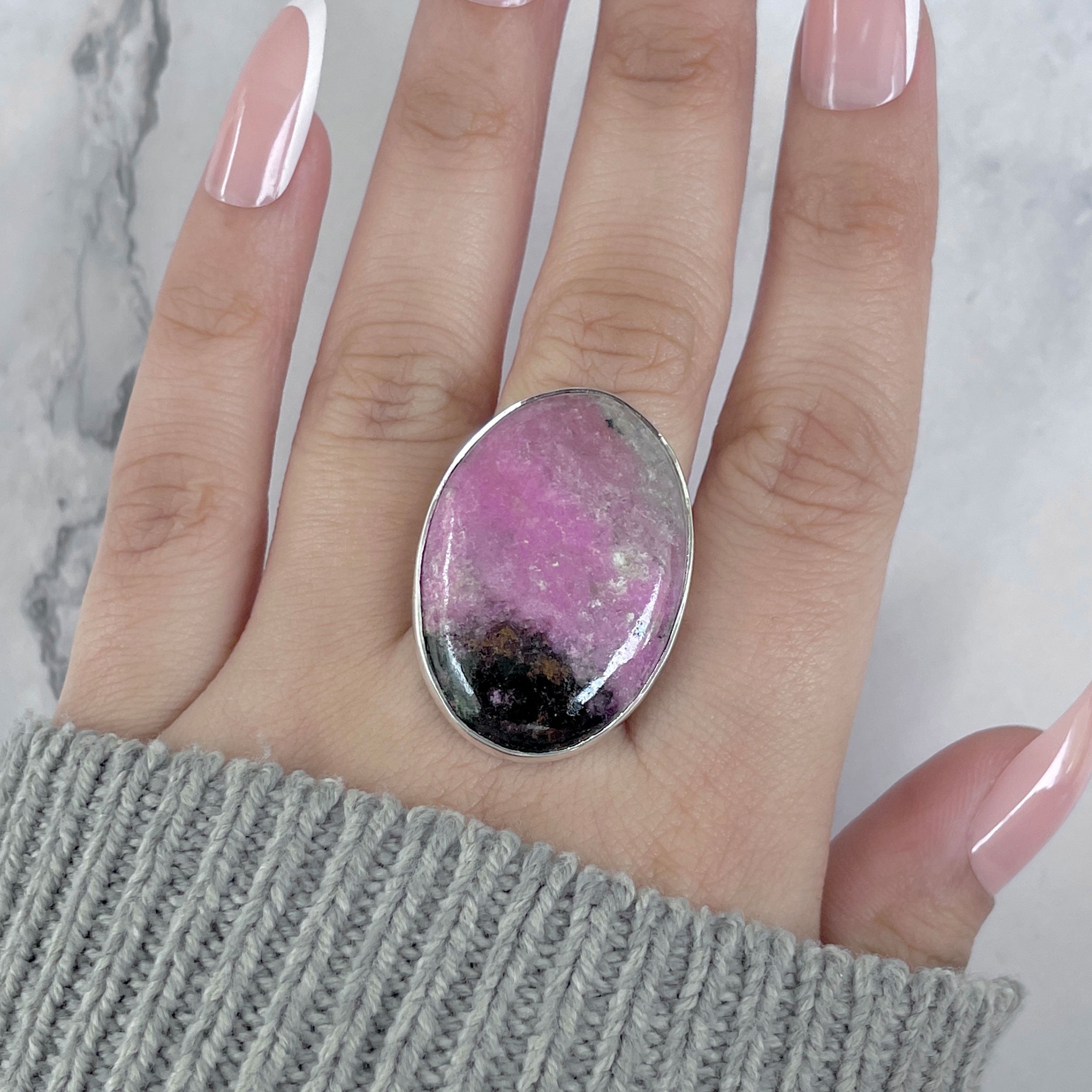 Cobalt Calcite Adjustable Ring-(CBC-R-52.)