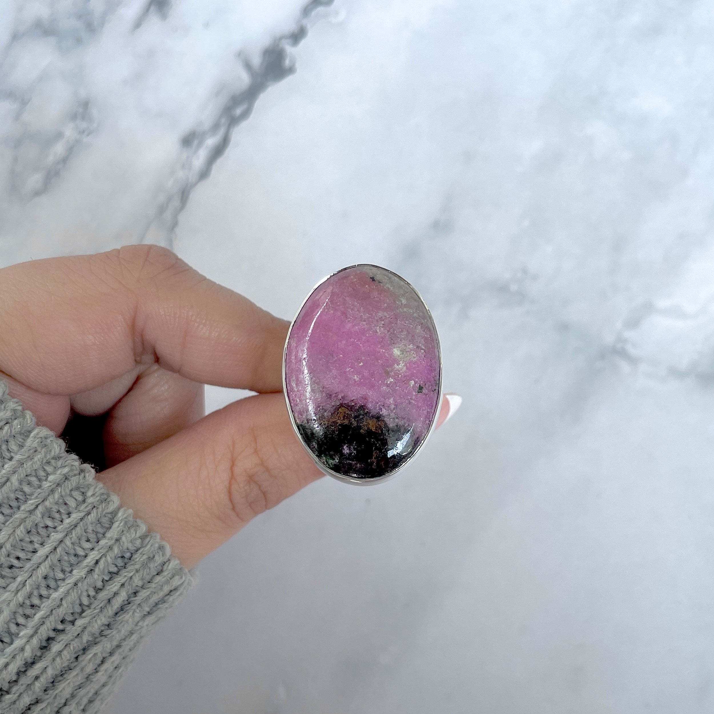 Cobalt Calcite Adjustable Ring-(CBC-R-52.)