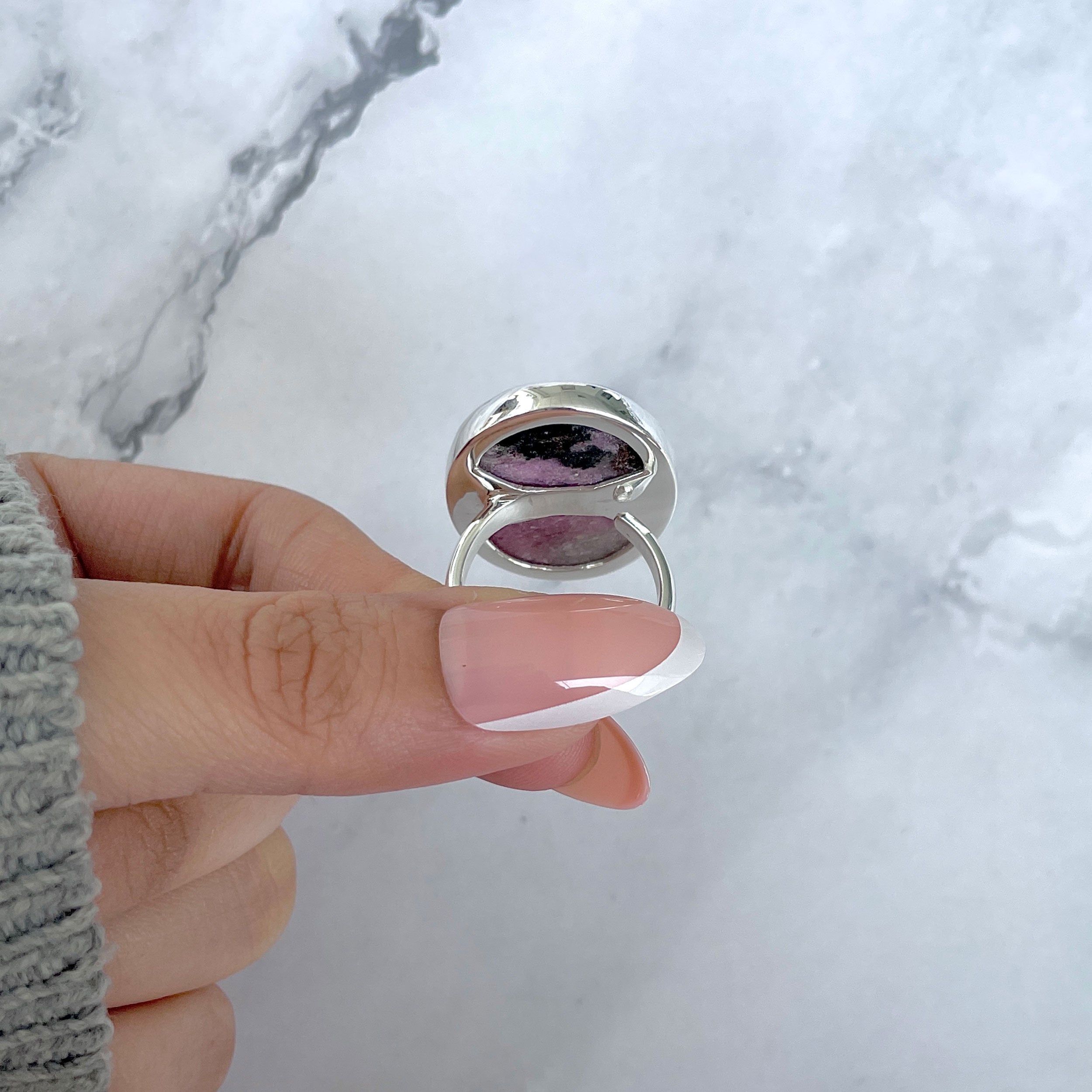Cobalt Calcite Adjustable Ring-(CBC-R-52.)