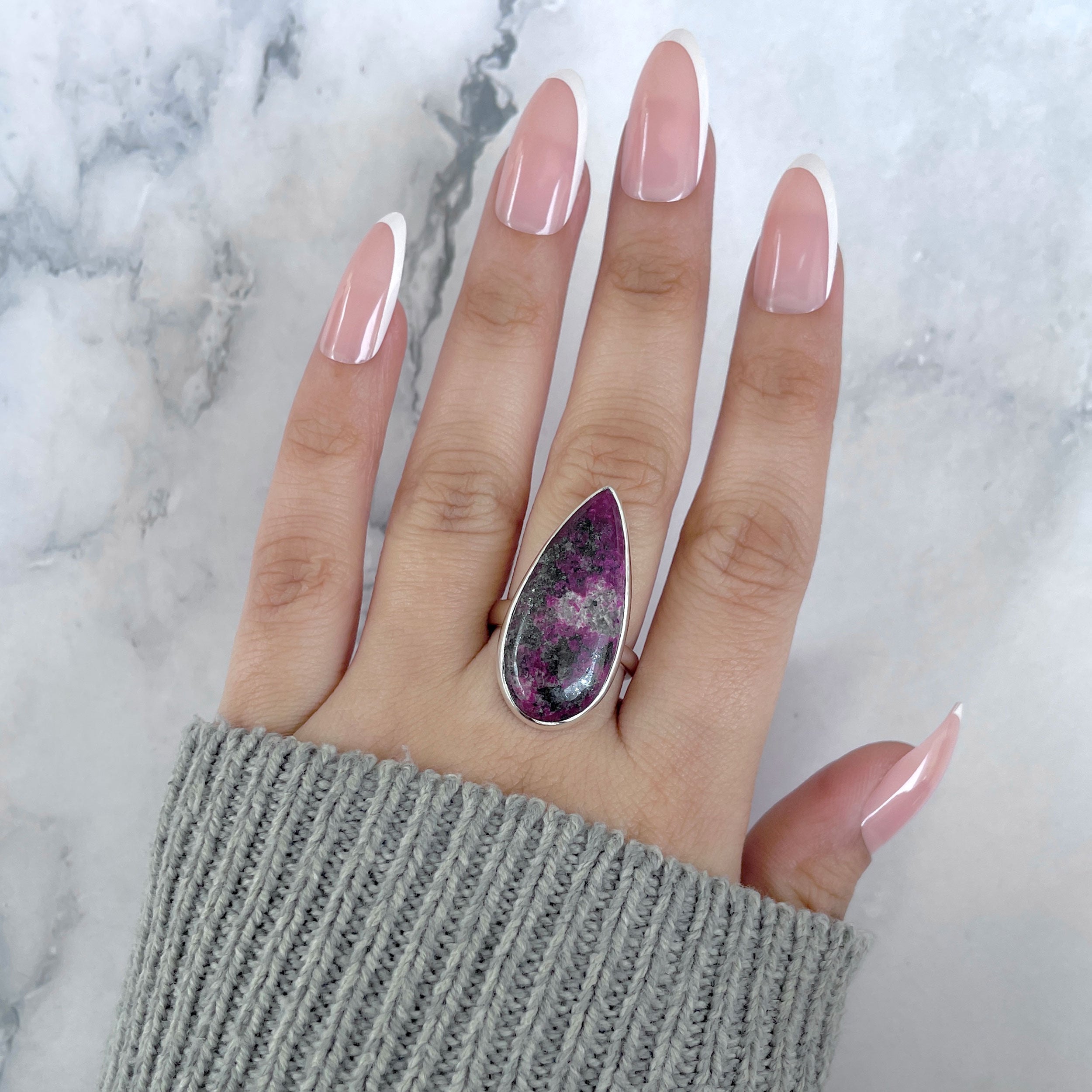 Cobalt Calcite Adjustable Ring-(CBC-R-53.)