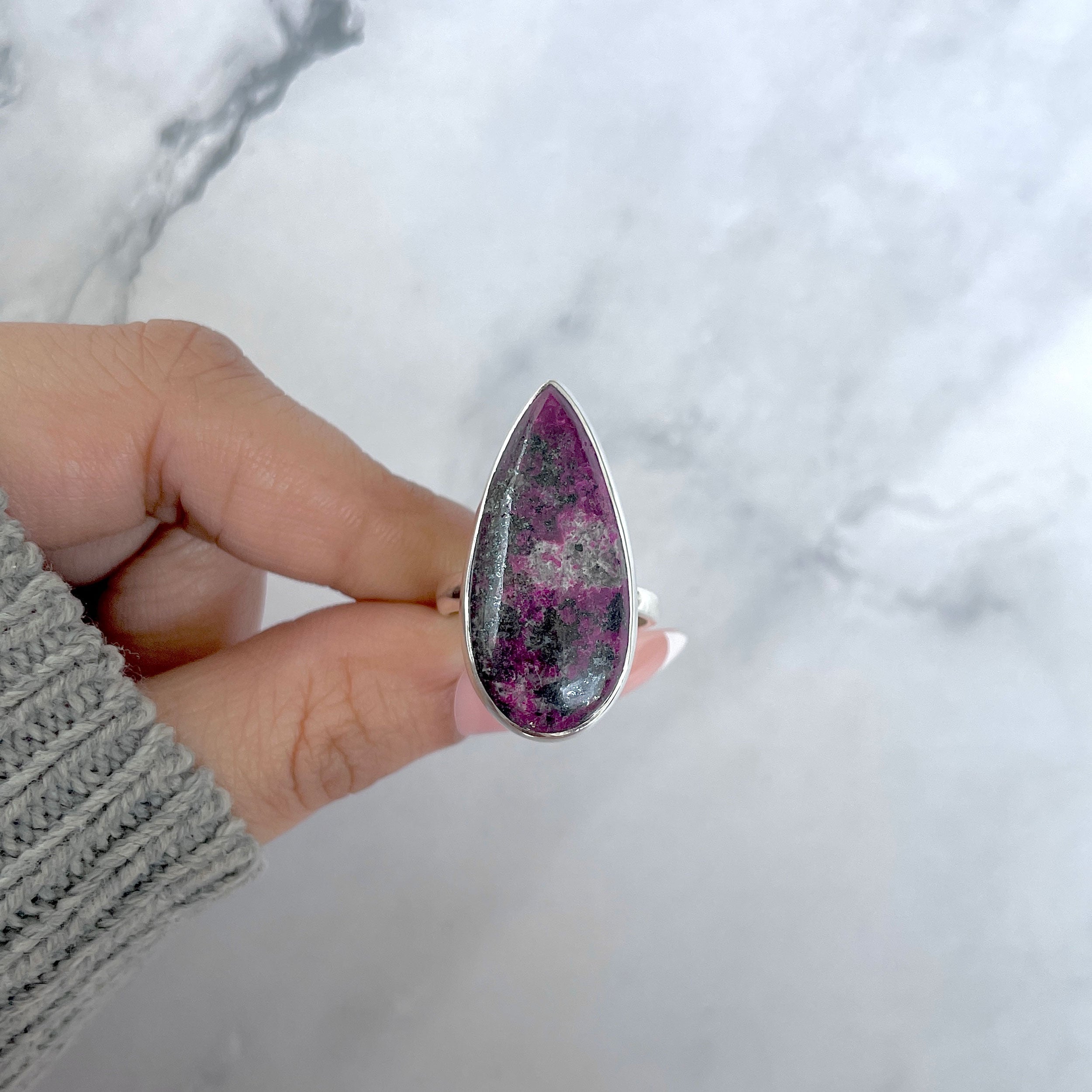 Cobalt Calcite Adjustable Ring-(CBC-R-53.)