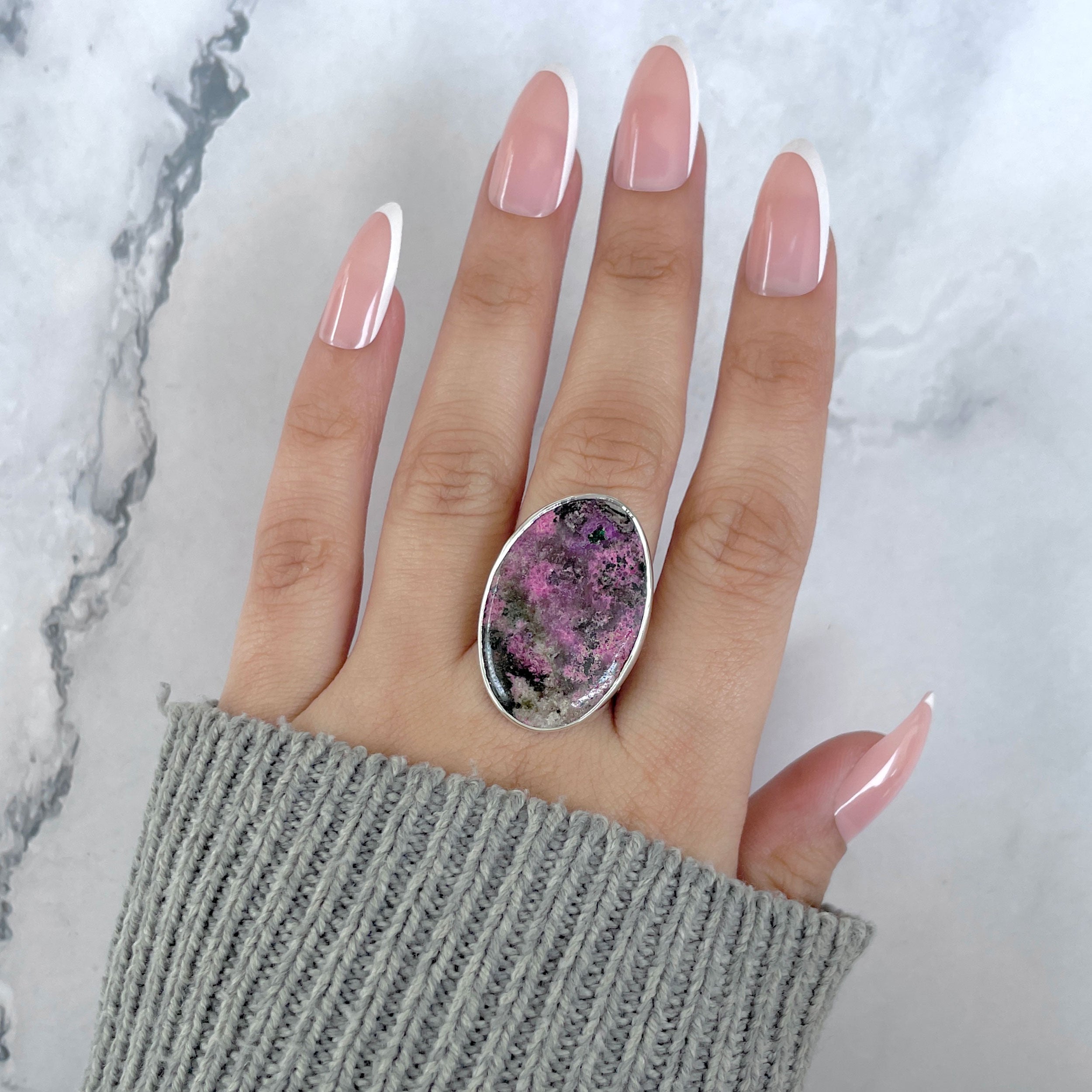 Cobalt Calcite Adjustable Ring-(CBC-R-54.)