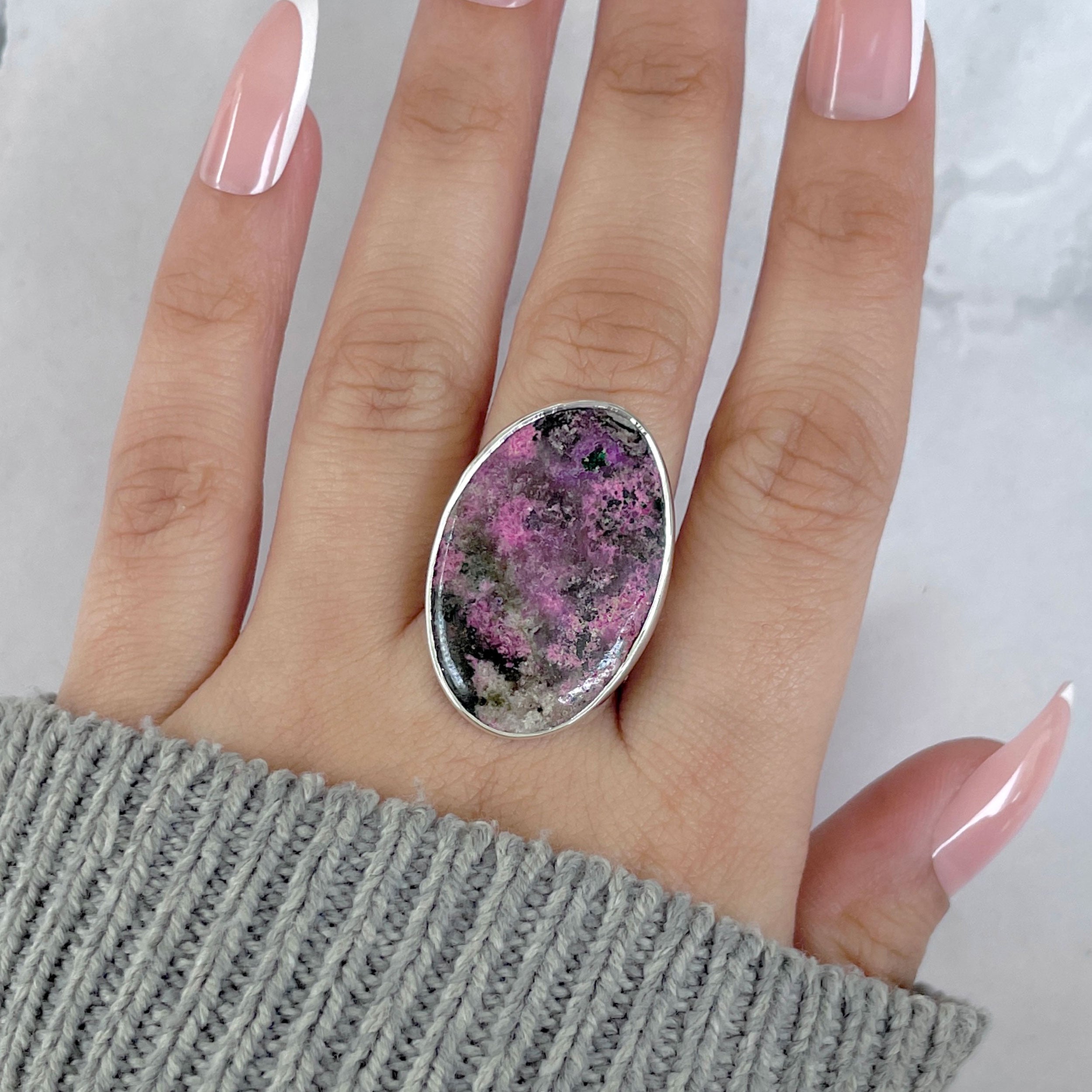 Cobalt Calcite Adjustable Ring-(CBC-R-54.)