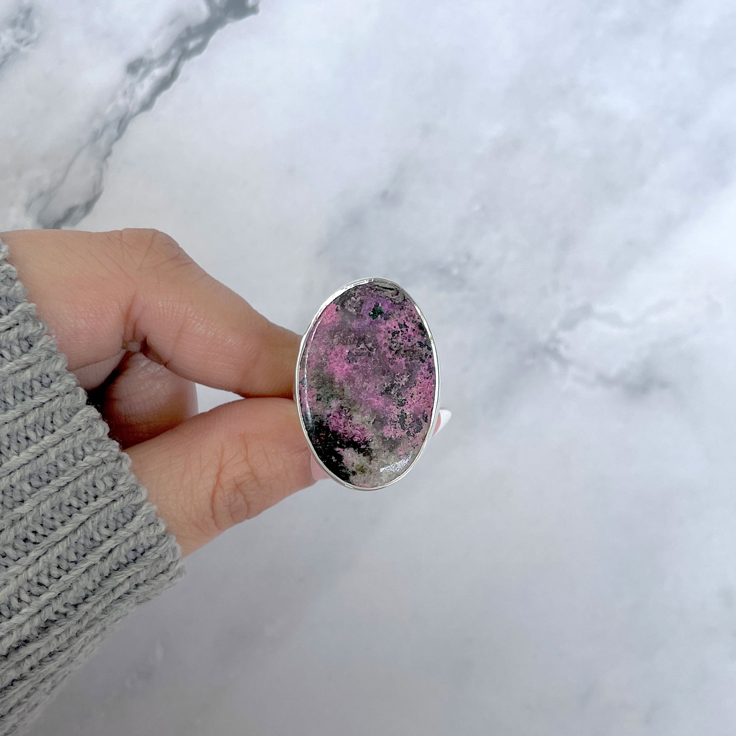 Cobalt Calcite Adjustable Ring-(CBC-R-54.)