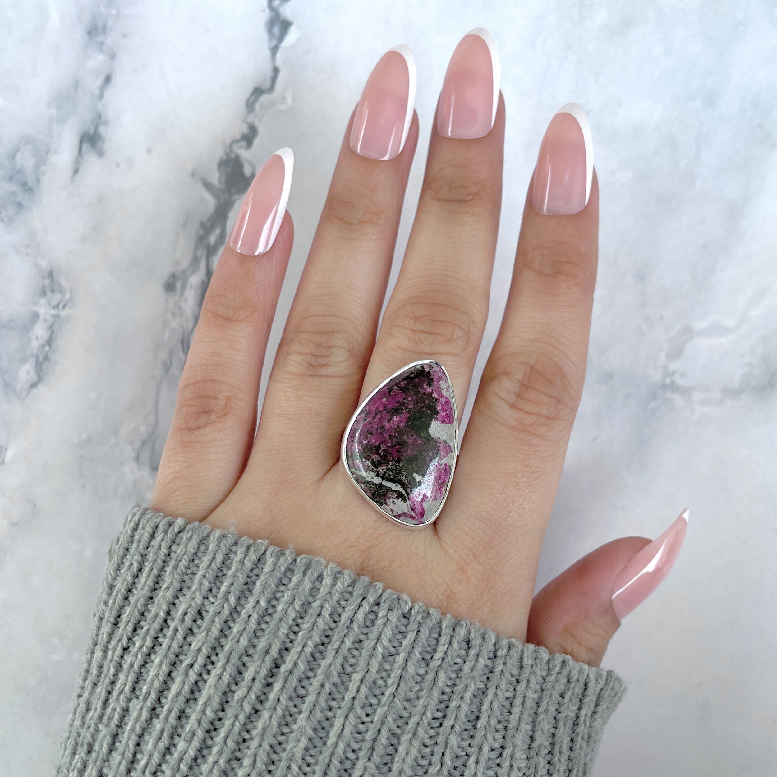 Cobalt Calcite Adjustable Ring-(CBC-R-55.)