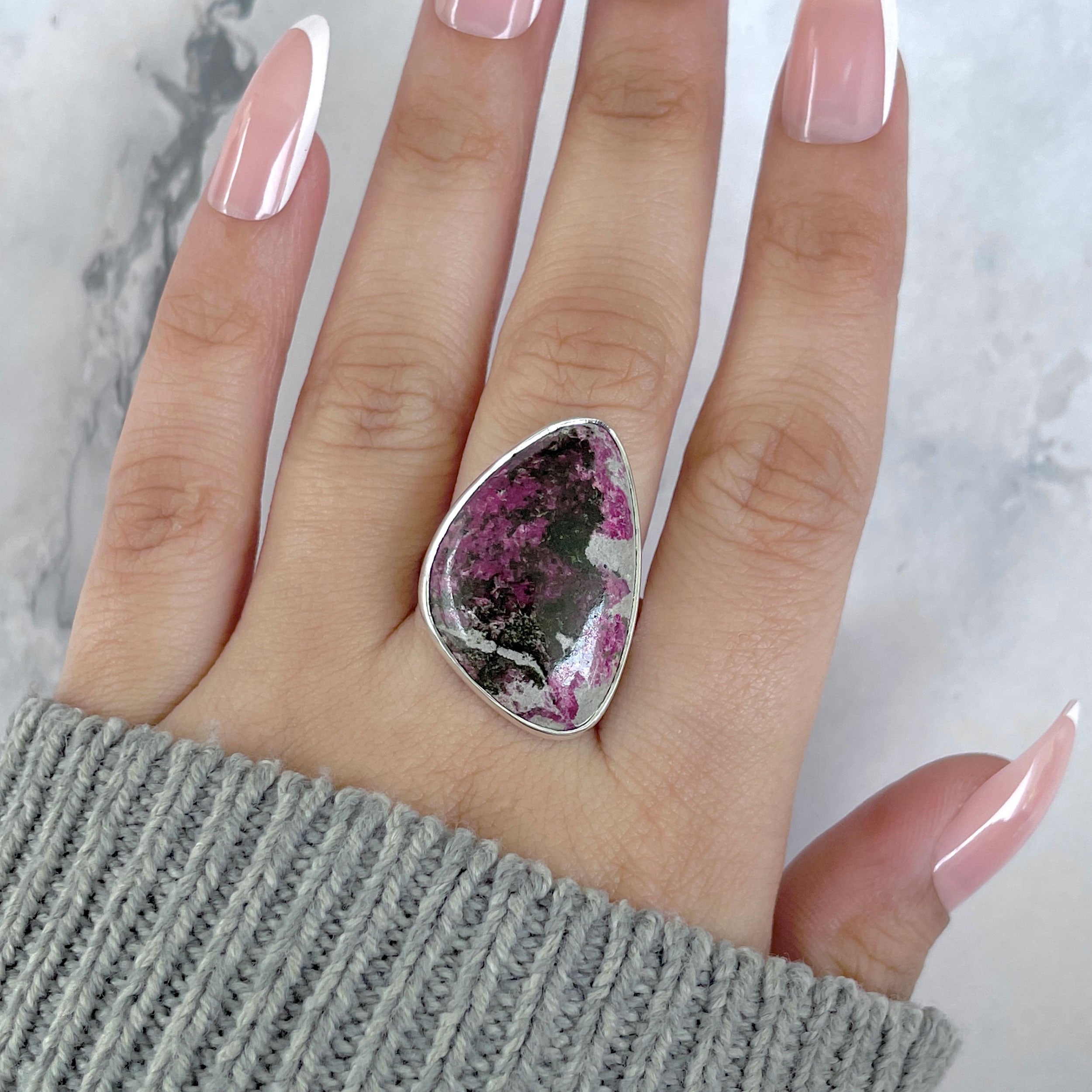 Cobalt Calcite Adjustable Ring-(CBC-R-55.)