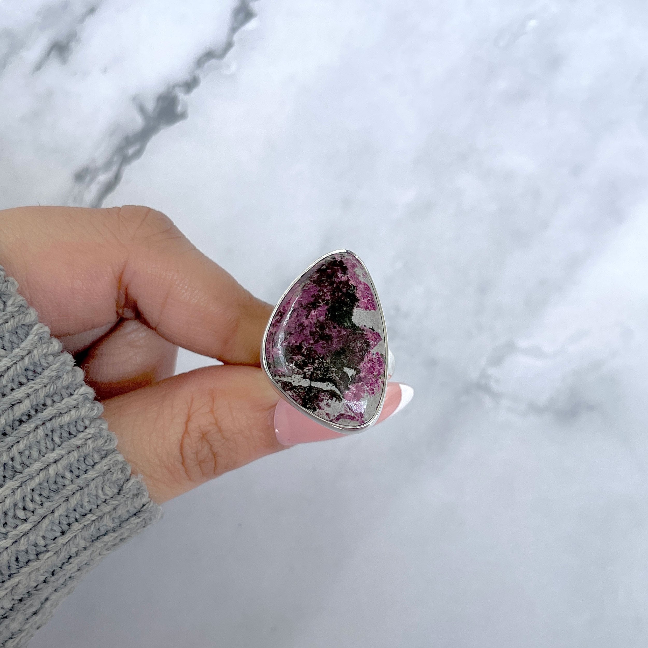 Cobalt Calcite Adjustable Ring-(CBC-R-55.)