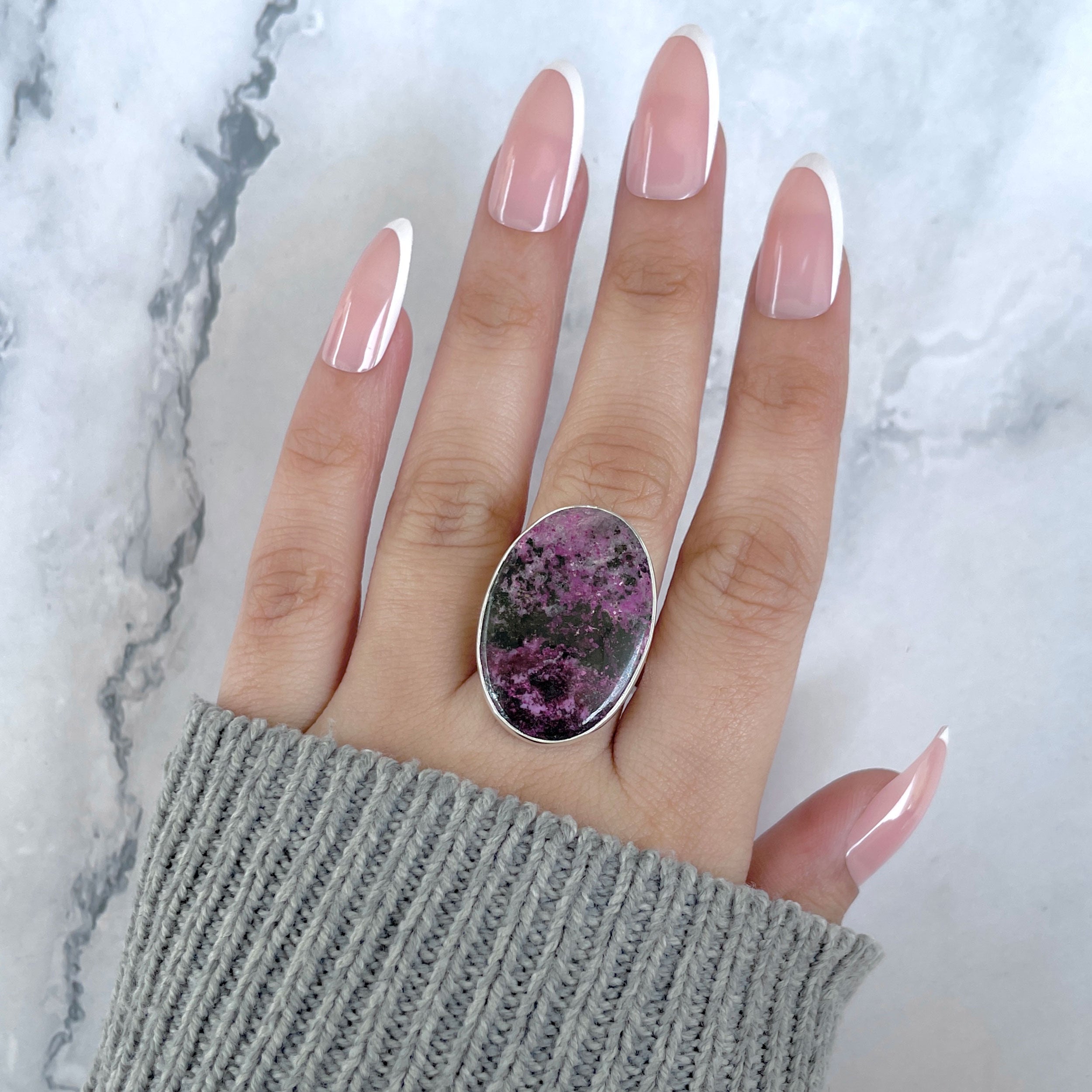 Cobalt Calcite Adjustable Ring-(CBC-R-56.)