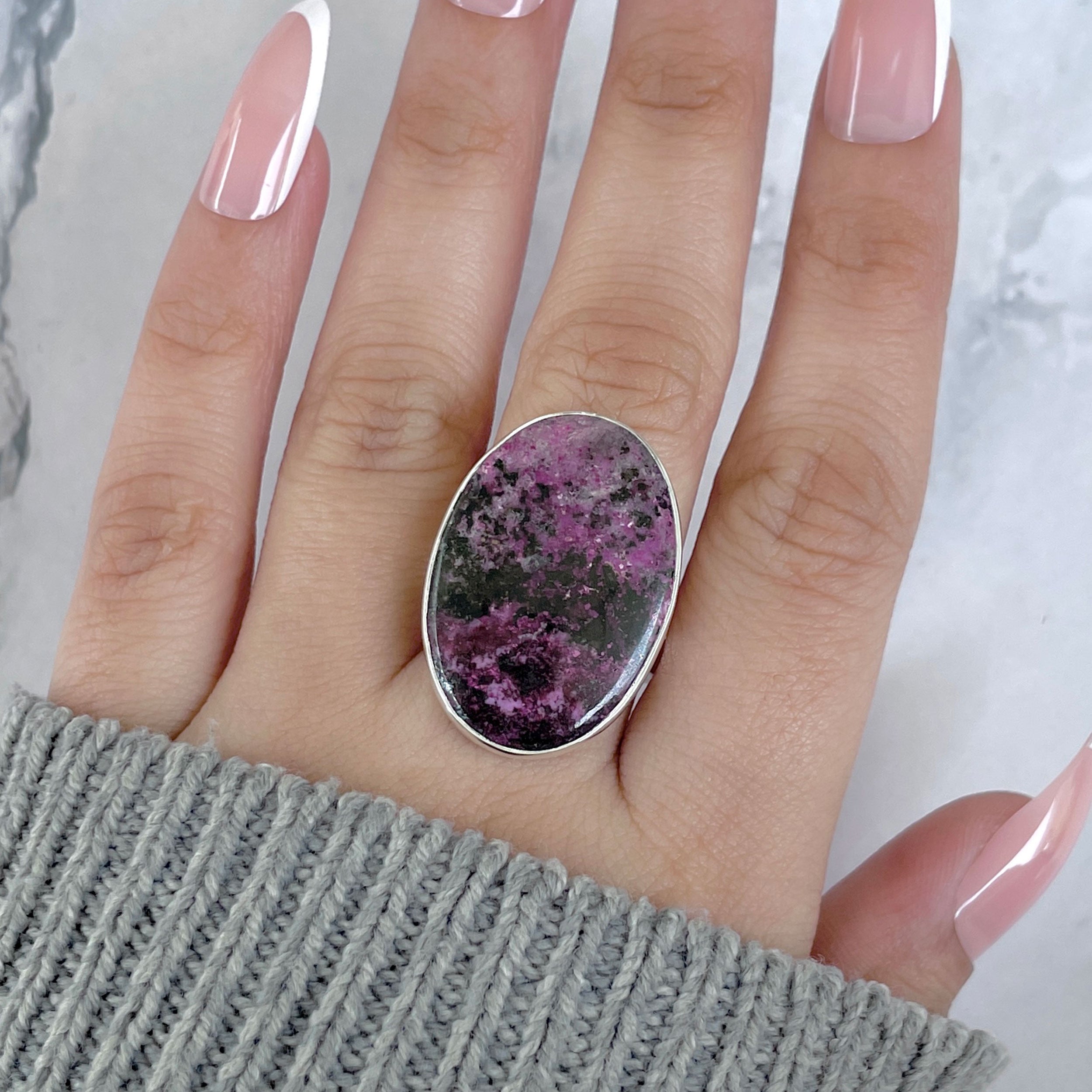 Cobalt Calcite Adjustable Ring-(CBC-R-56.)